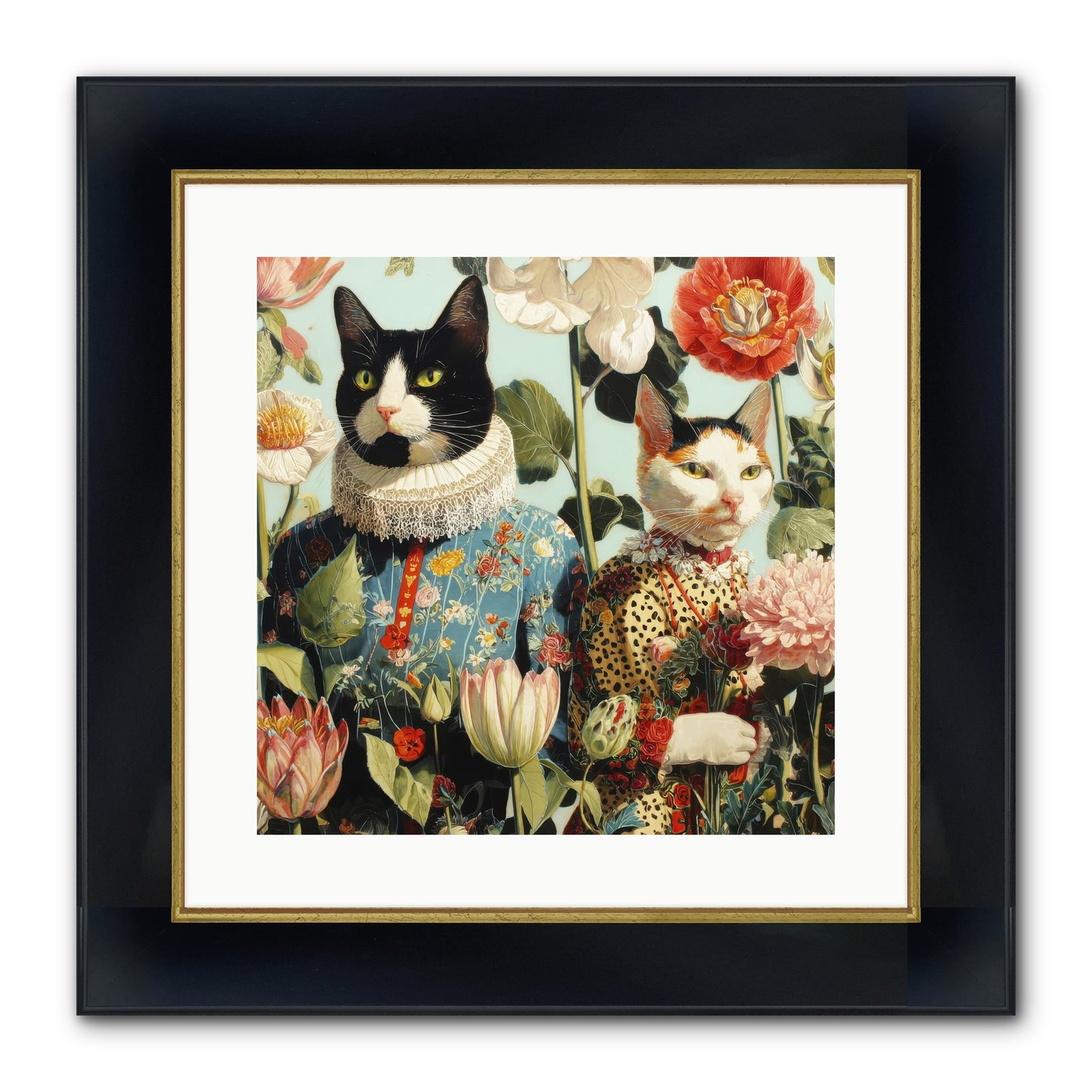 Harlequin Garden Society No.2 Framed Print - Wide Black w/Gold 16x16