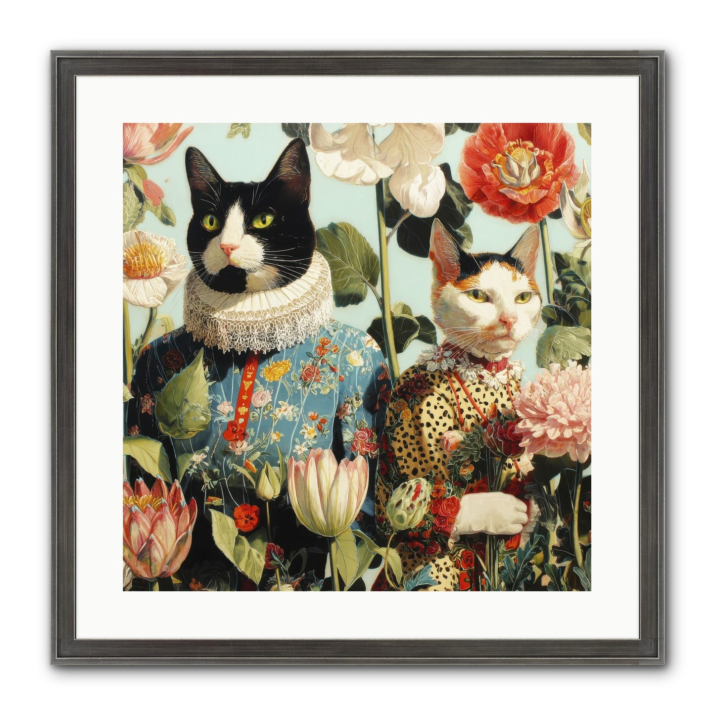 Harlequin Garden Society No.2 Framed Print - Slimwoods Black/Silver 20x20