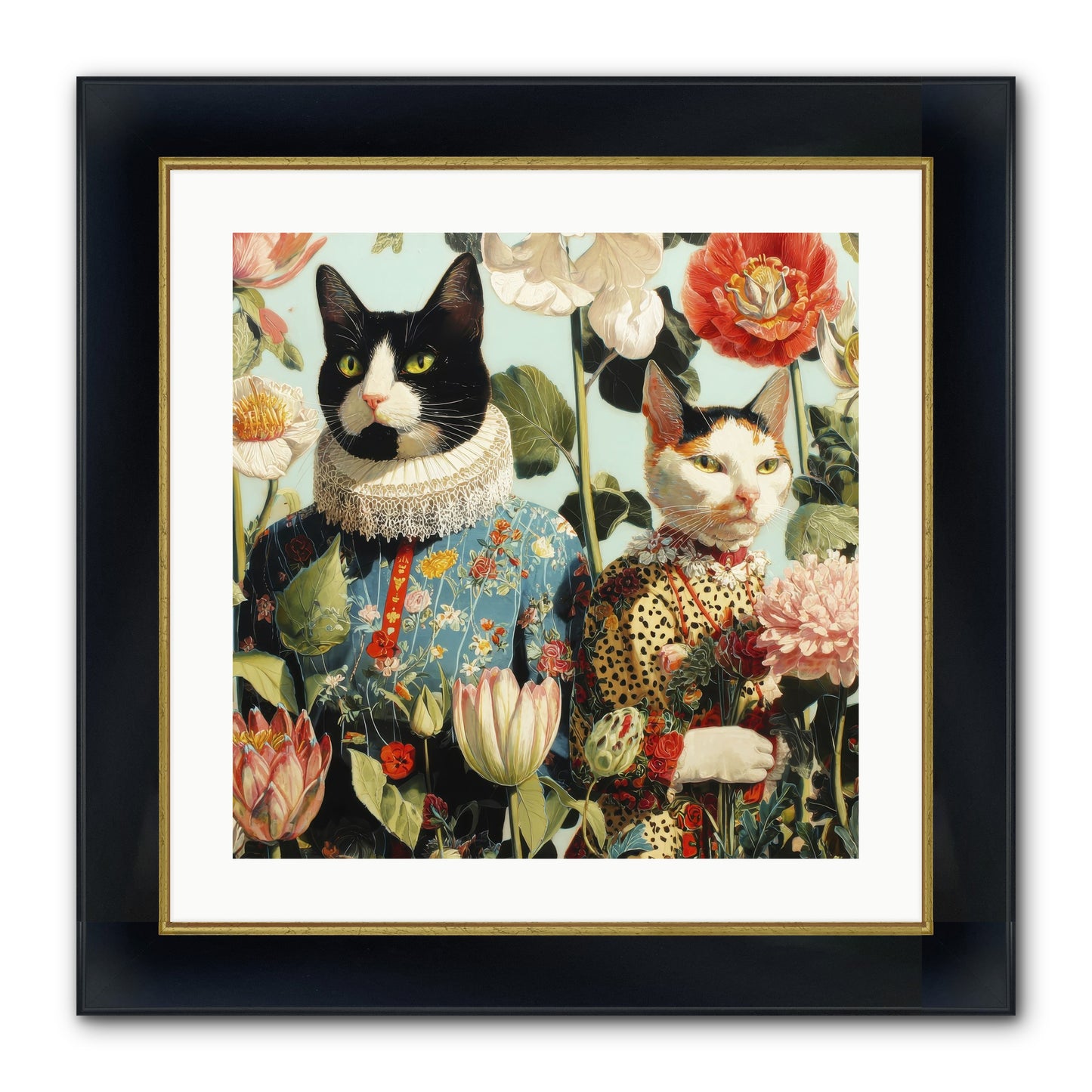 Harlequin Garden Society No.2 Framed Print - Wide Black w/Gold 20x20