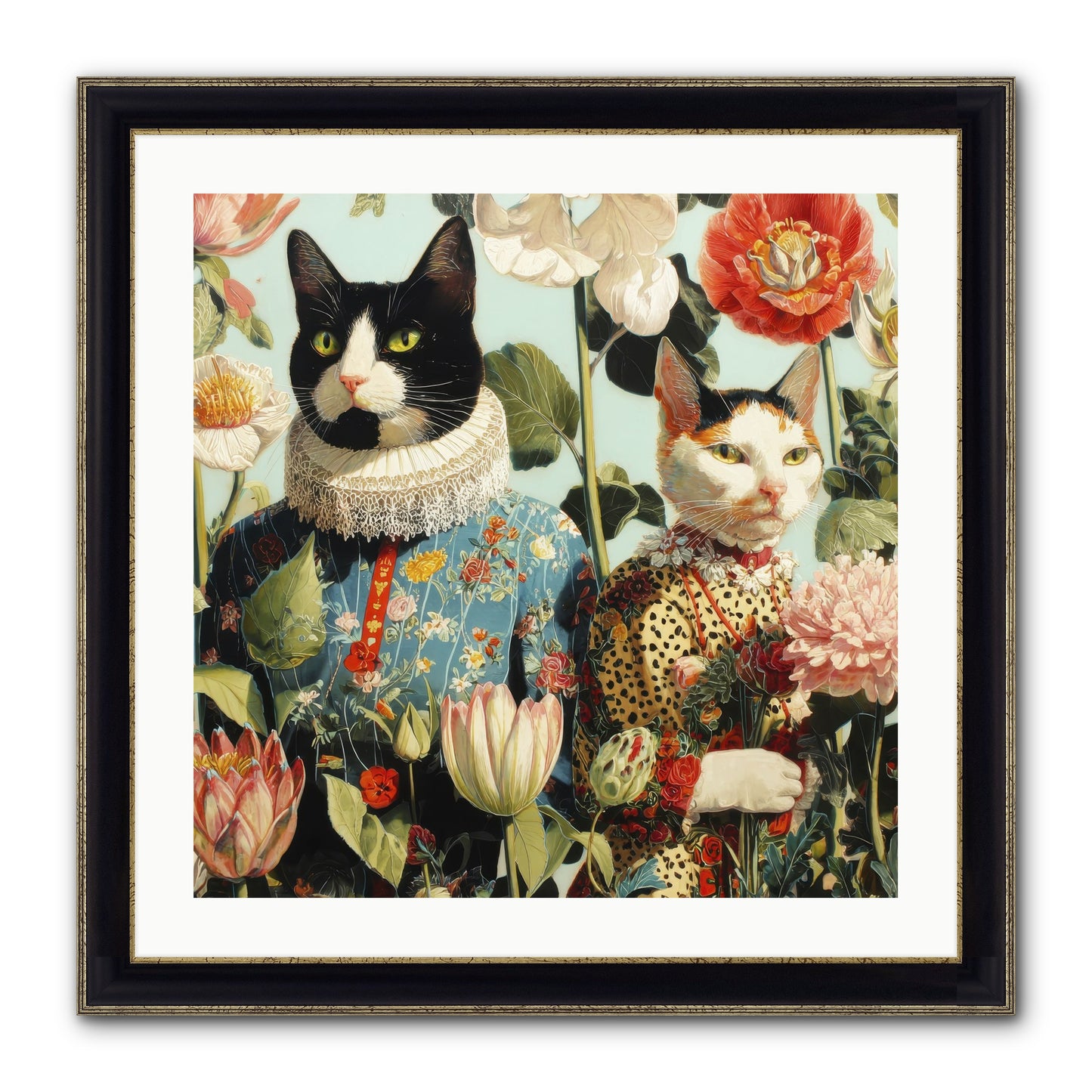 Harlequin Garden Society No.2 Framed Print - Black & Gold 24x24
