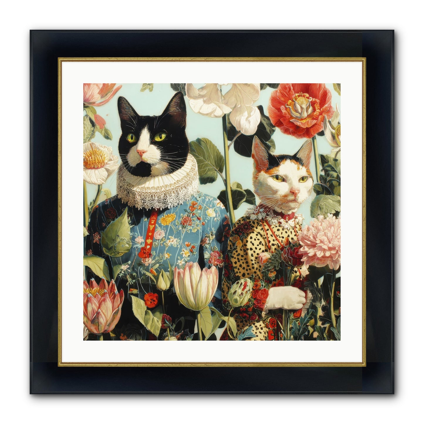 Harlequin Garden Society No.2 Framed Print - Wide Black w/Gold 24x24