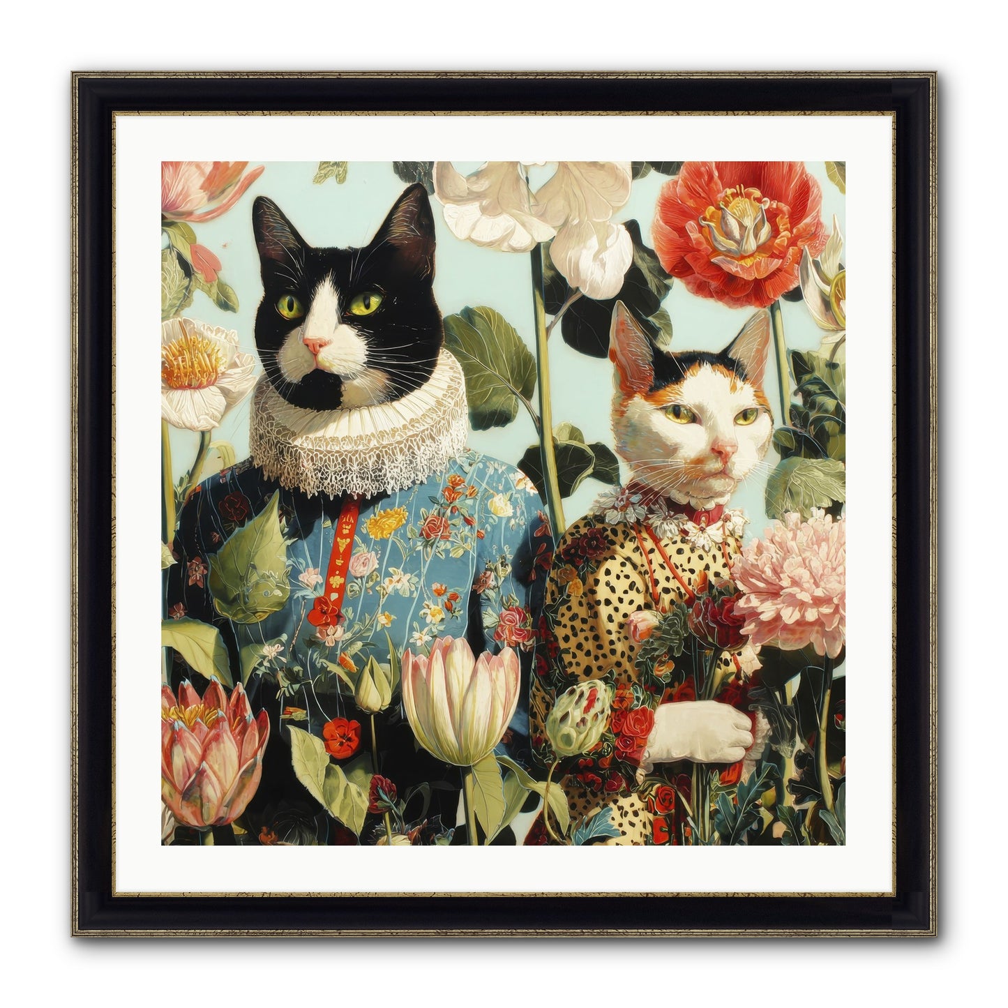 Harlequin Garden Society No.2 Framed Print - Black & Gold 30x30