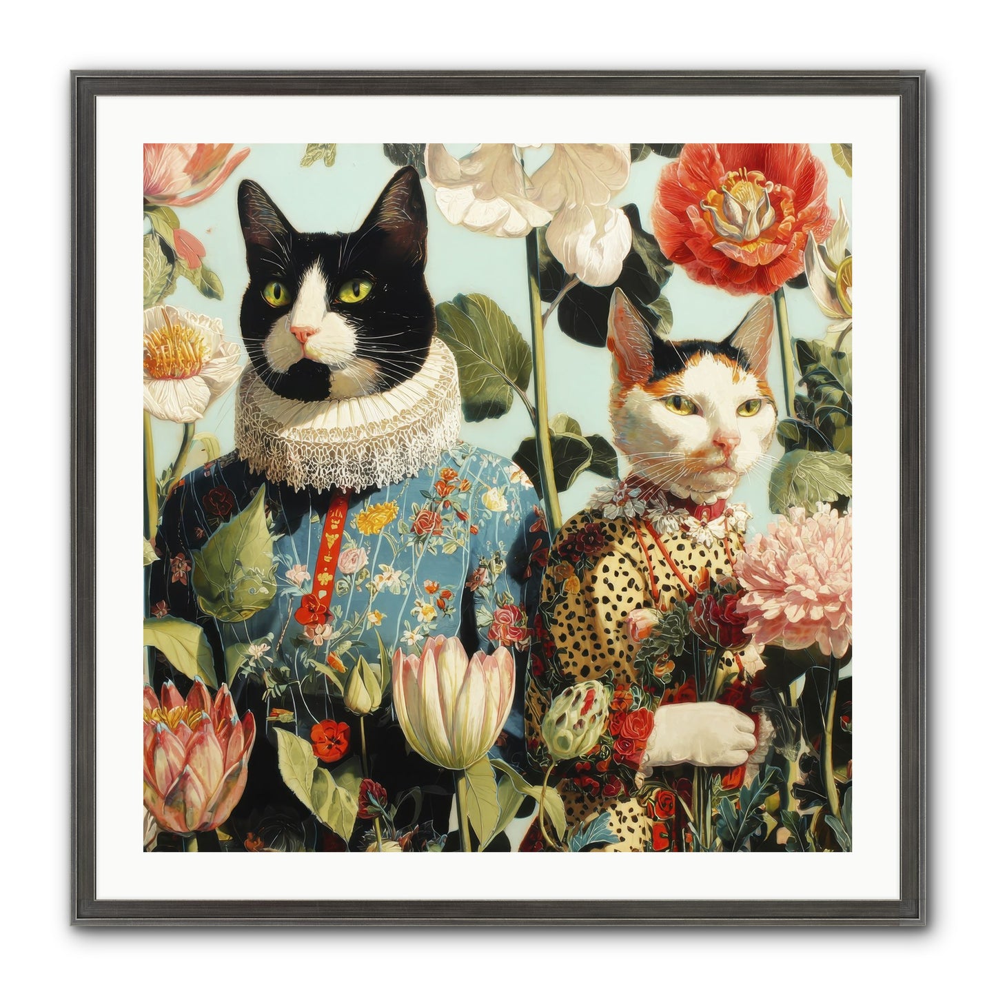 Harlequin Garden Society No.2 Framed Print - Slimwoods Black/Silver 30x30