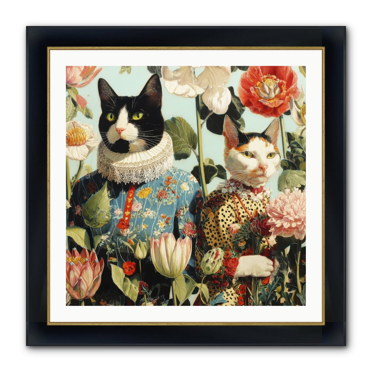 Harlequin Garden Society No.2 Framed Print - Wide Black w/Gold 30x30