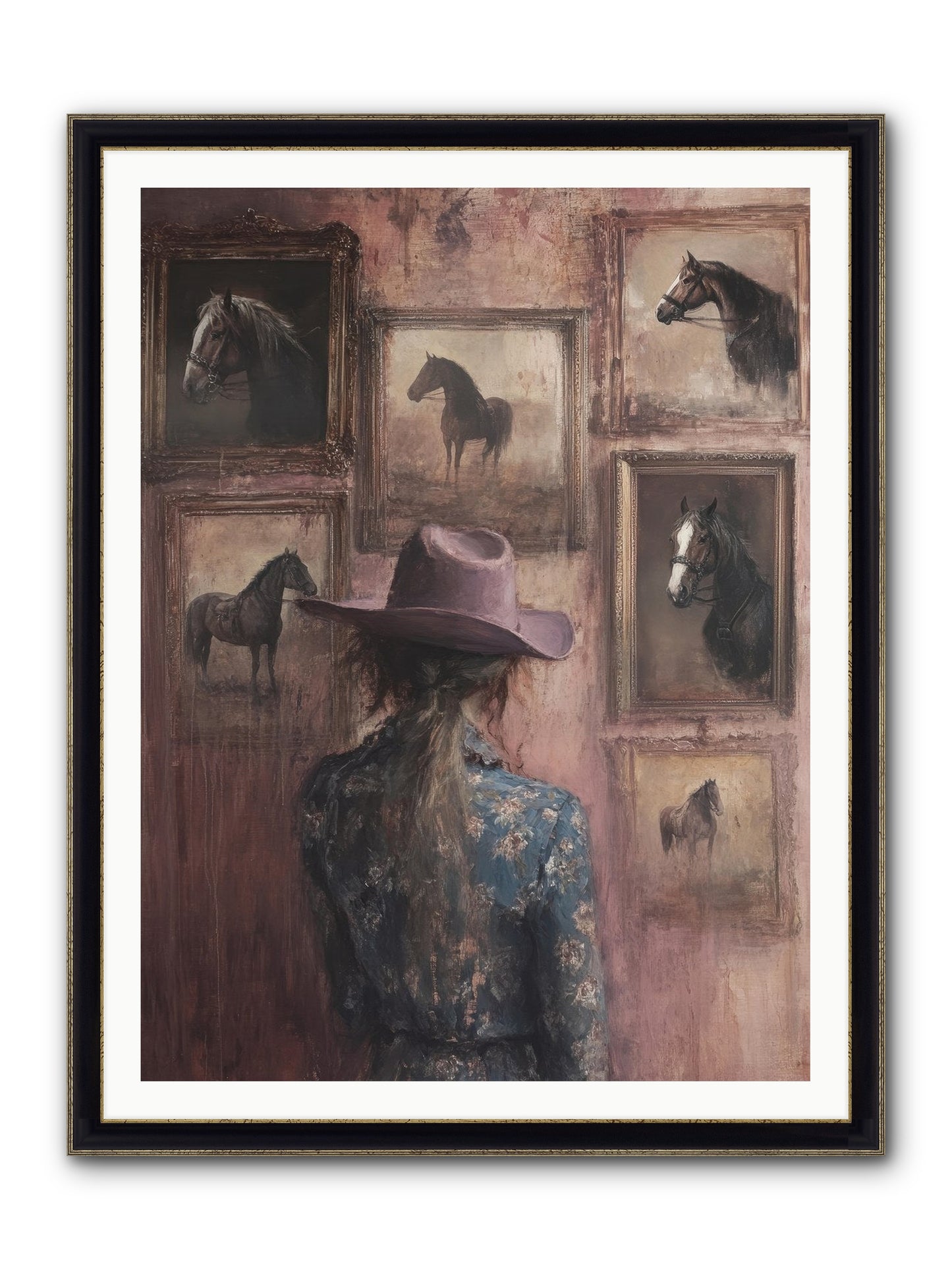 Harvest Moon Ranch Framed Print - Black & Gold 36x48