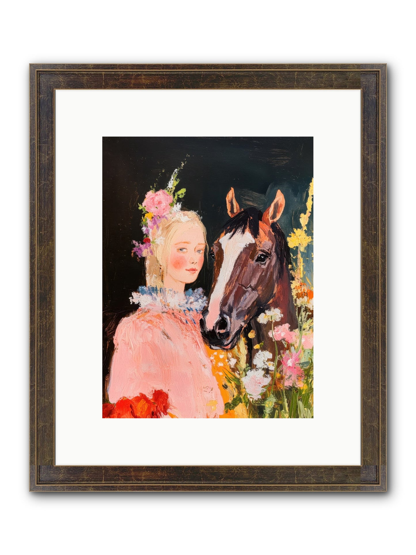Harvest Moon Rider Framed Print - Slimwoods Black/Gold 9x12