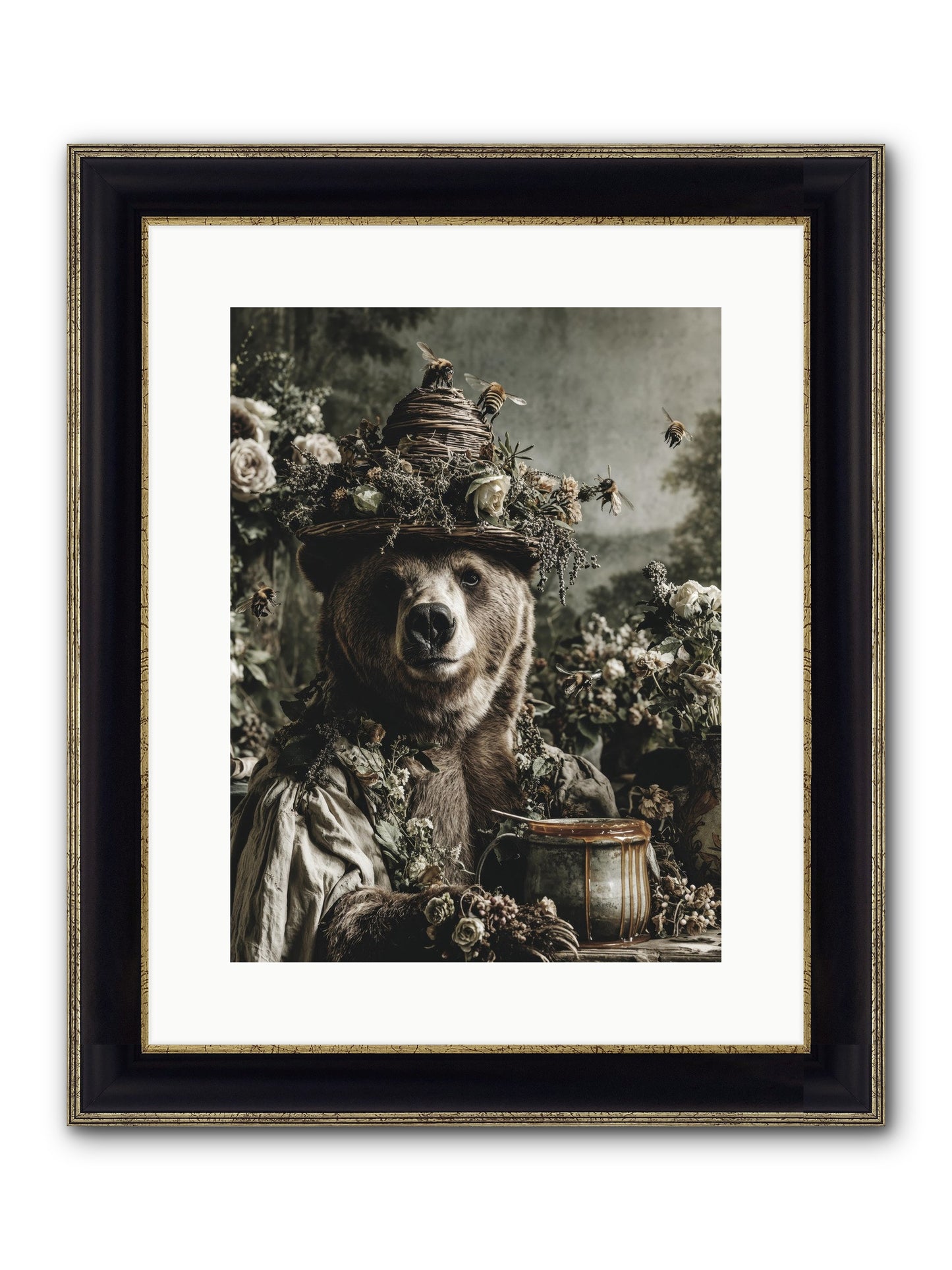 Harvest Moon's Diary Framed Print - Black & Gold 12x16