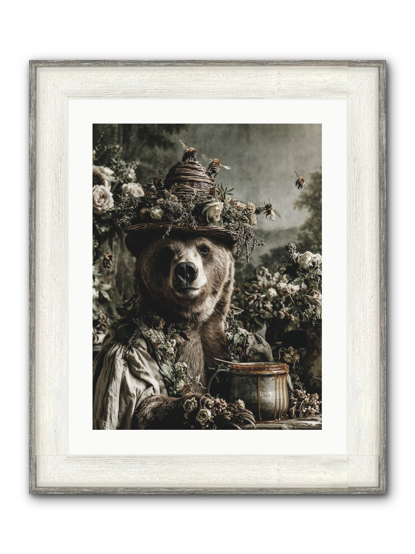 Harvest Moon's Diary Framed Print - Driftwood White 18x24