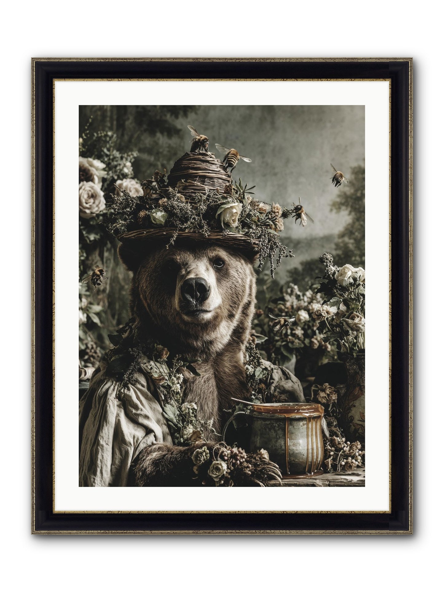 Harvest Moon's Diary Framed Print - Black & Gold 24x32