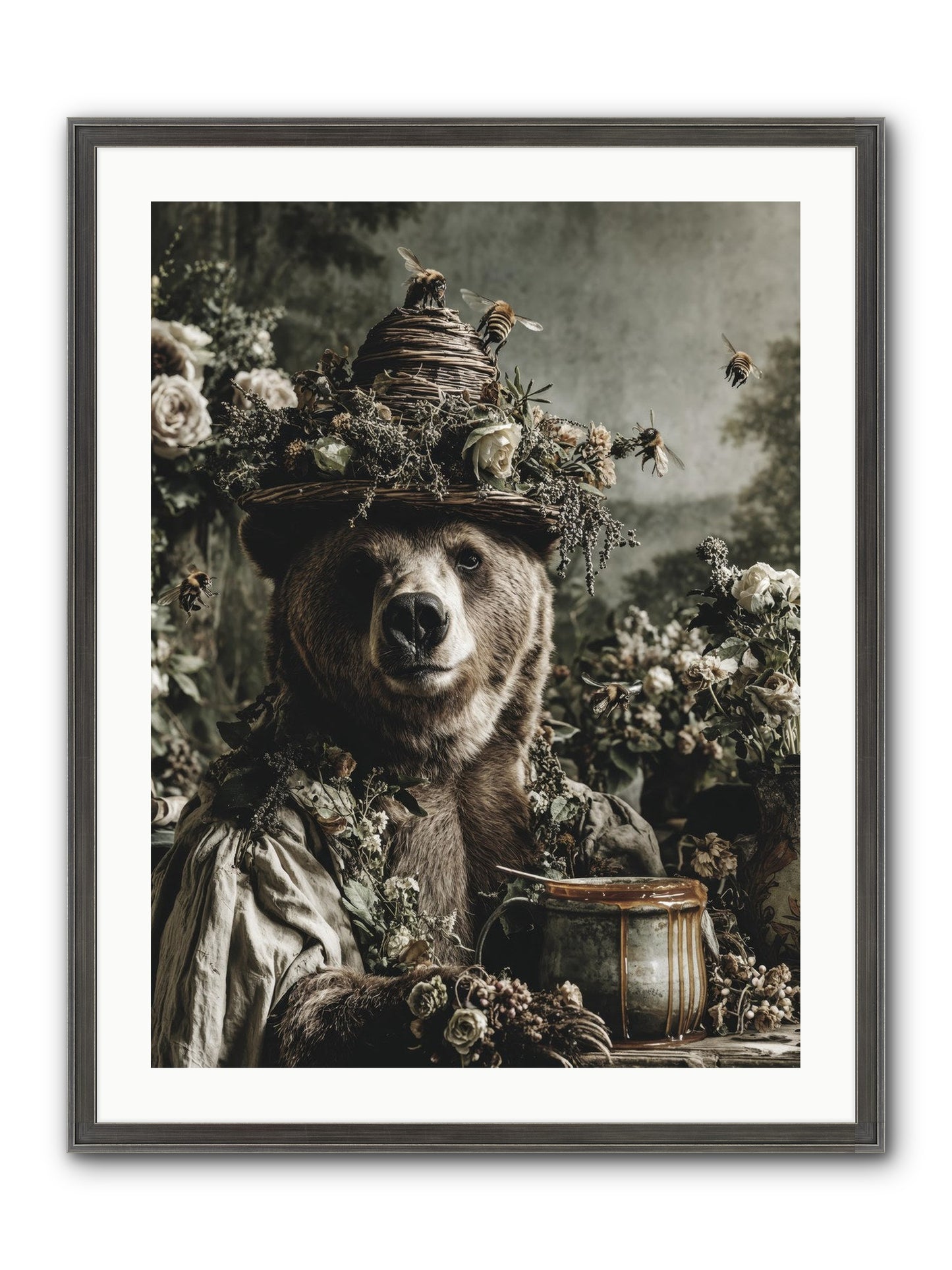 Harvest Moon's Diary Framed Print - Slimwoods Black/Silver 24x32