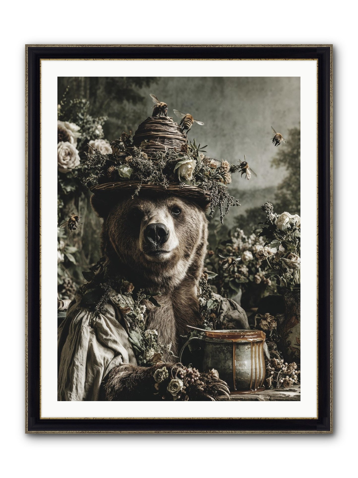 Harvest Moon's Diary Framed Print - Black & Gold 30x40