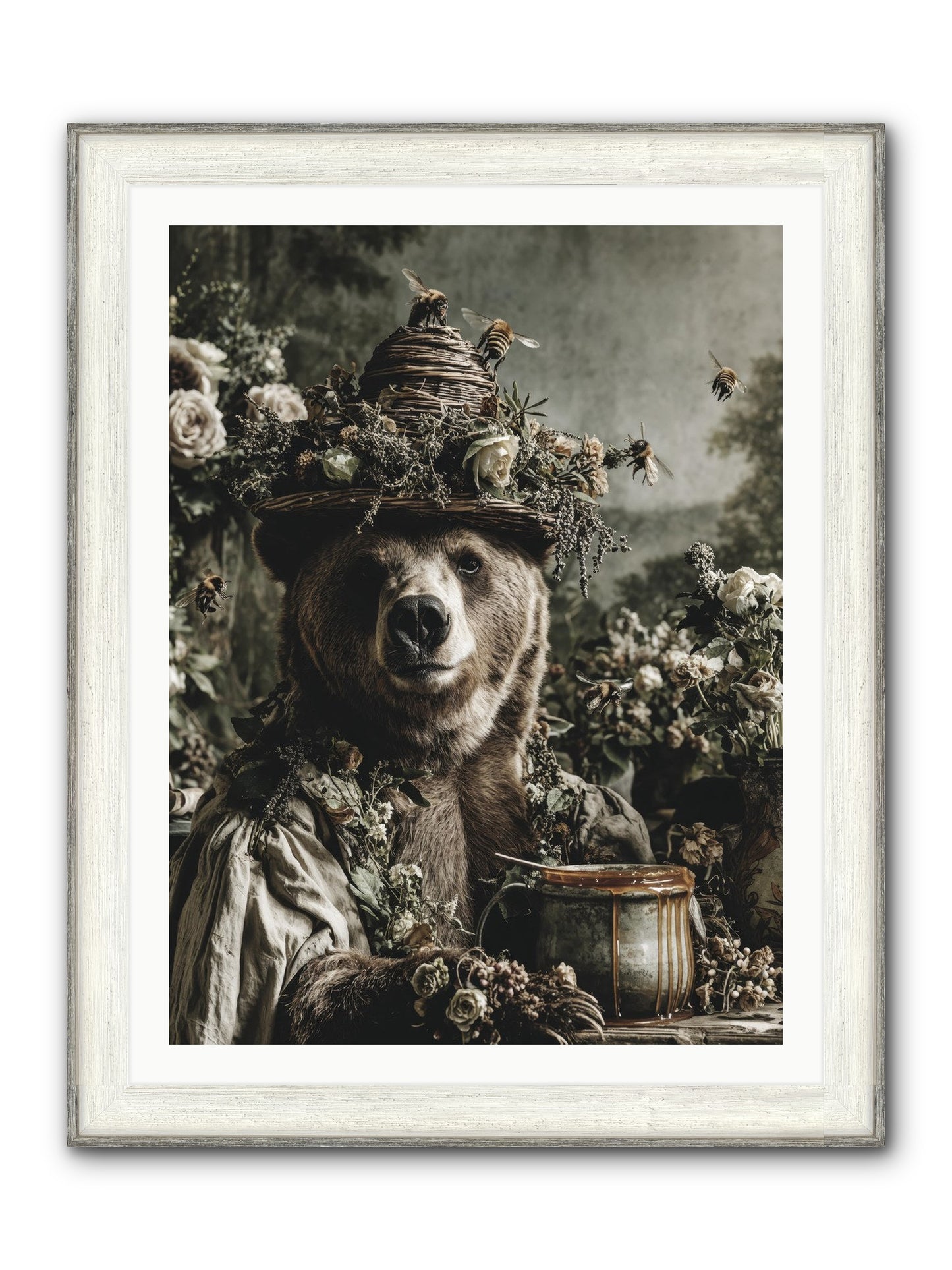 Harvest Moon's Diary Framed Print - Driftwood White 30x40