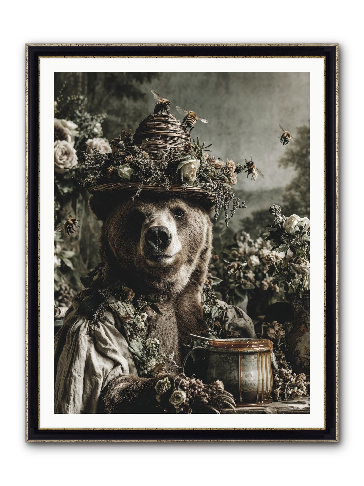 Harvest Moon's Diary Framed Print - Black & Gold 36x48