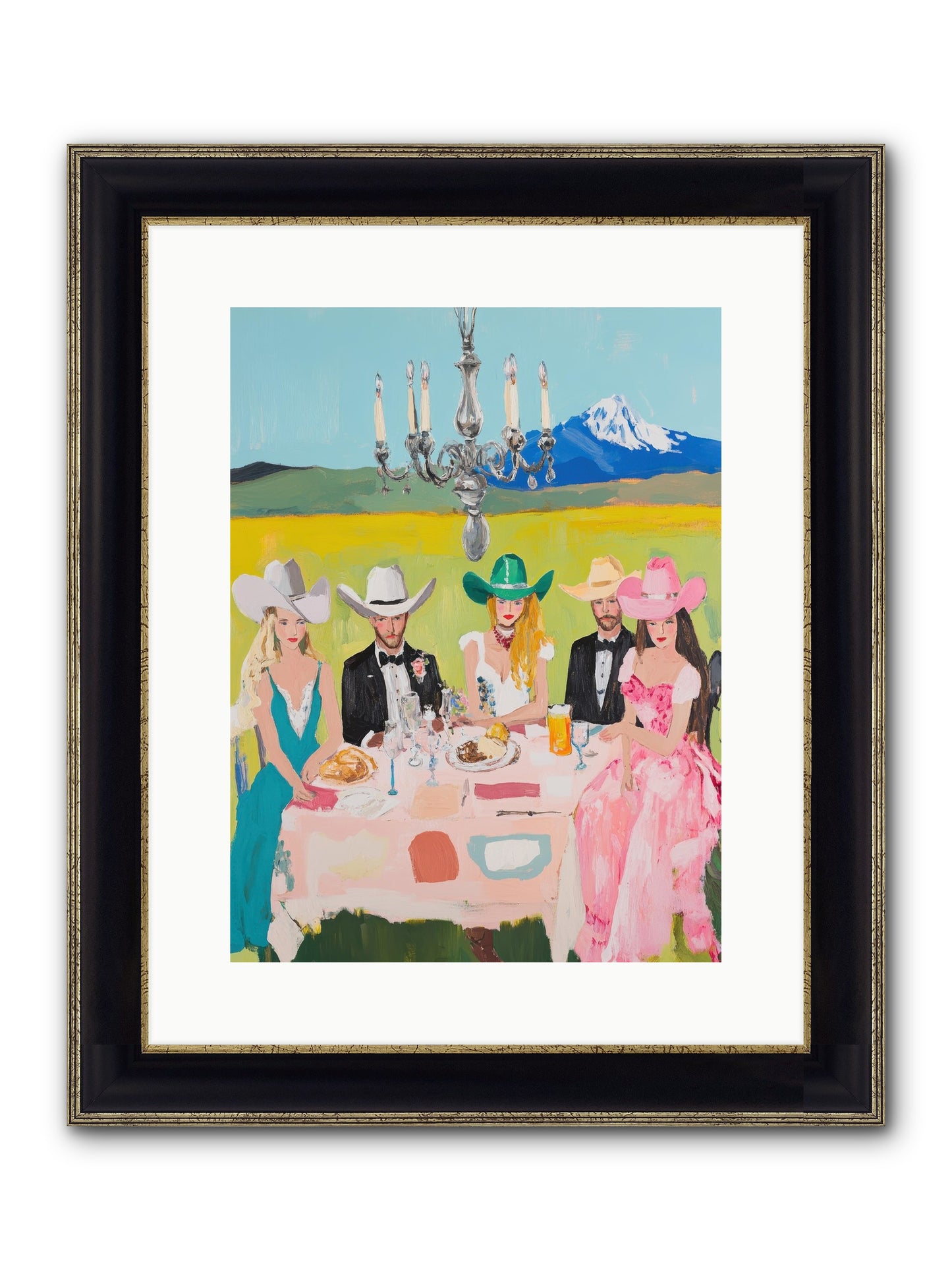 Hat & Heels Hoedown Framed Print - Black & Gold 12x16