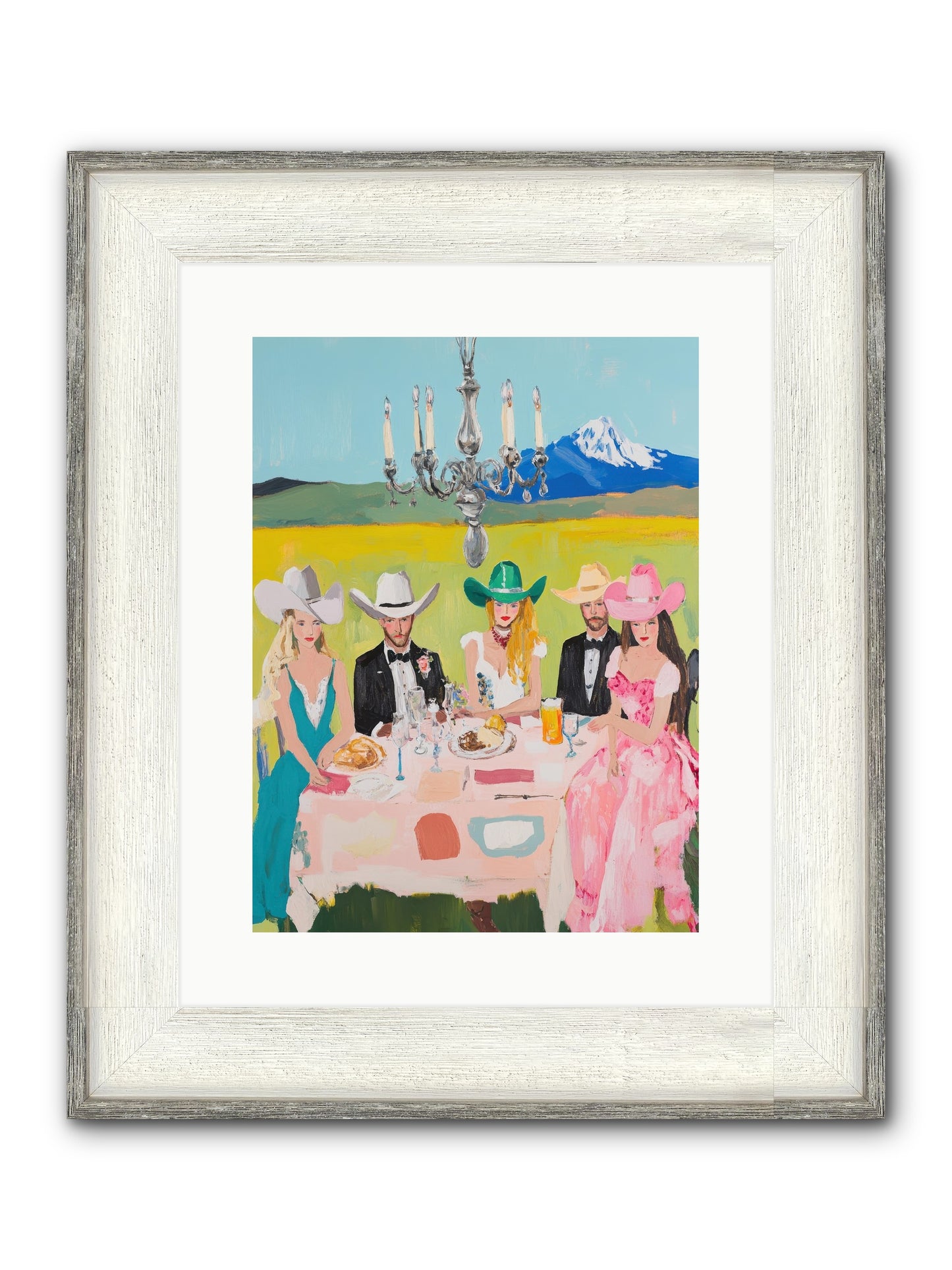 Hat & Heels Hoedown Framed Print - Driftwood White 12x16