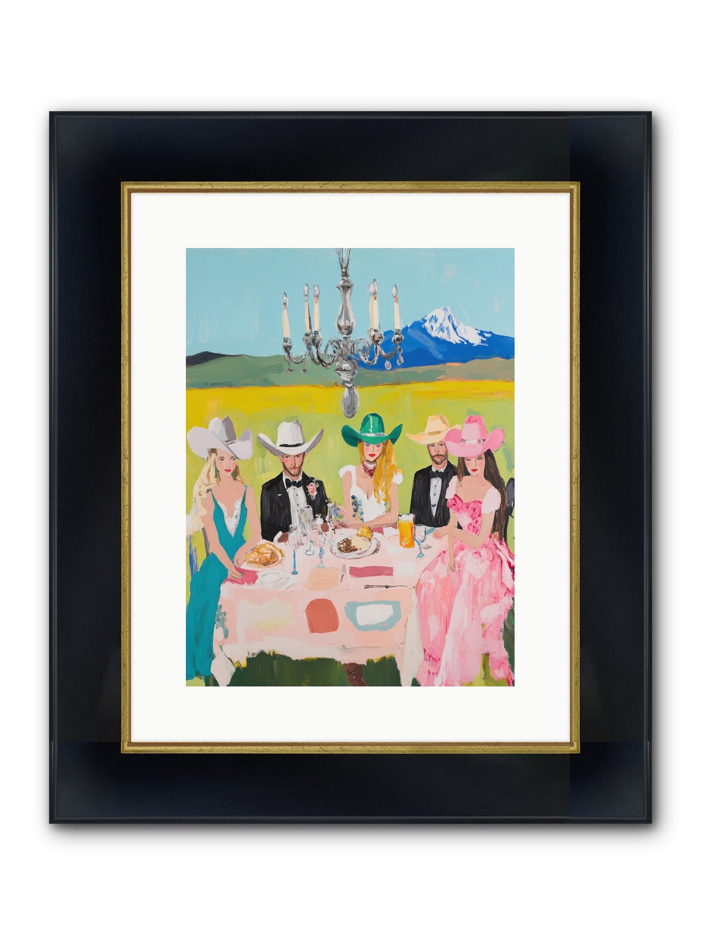 Hat & Heels Hoedown Framed Print - Wide Black w/Gold 12x16