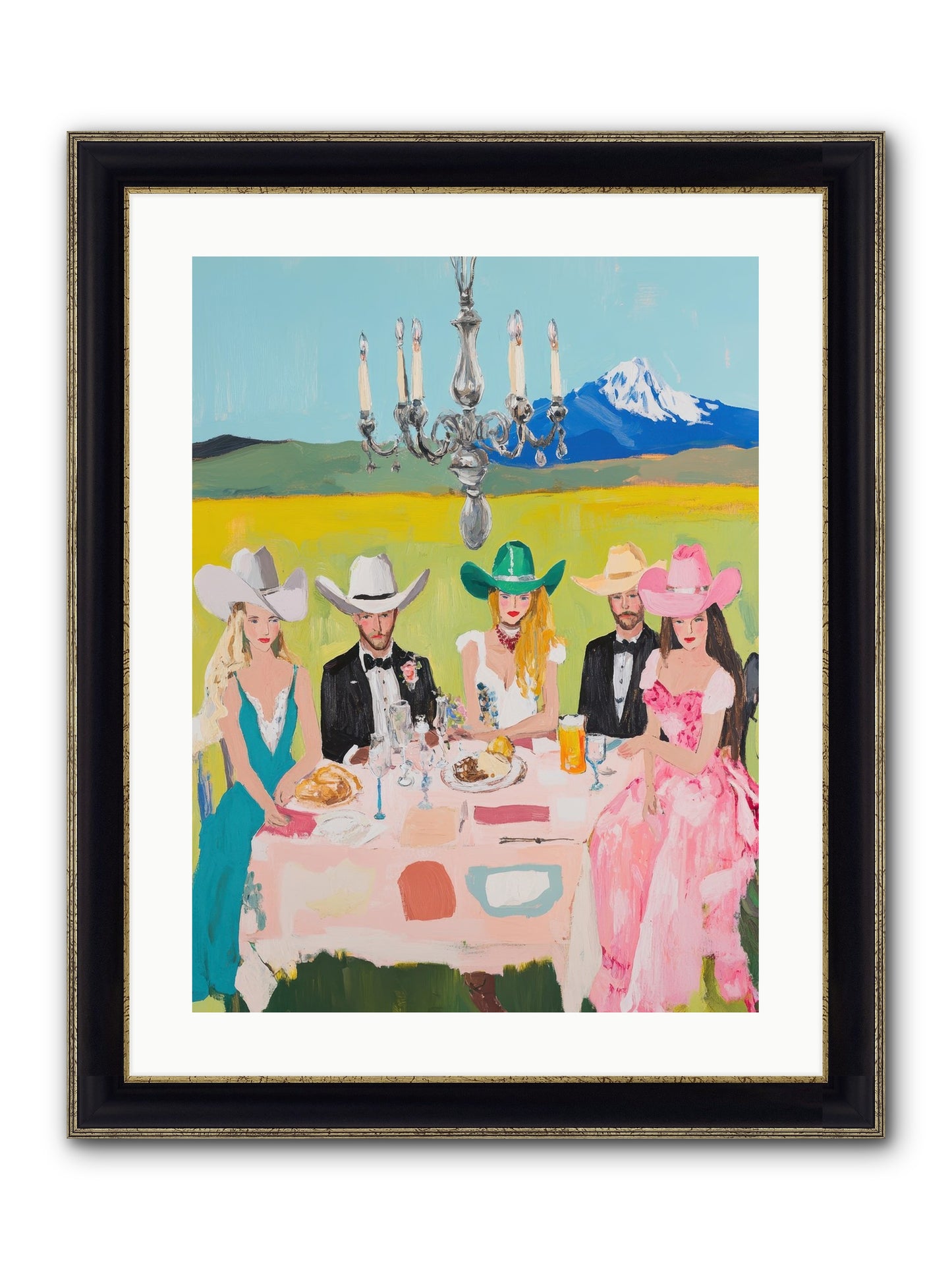 Hat & Heels Hoedown Framed Print - Black & Gold 18x24