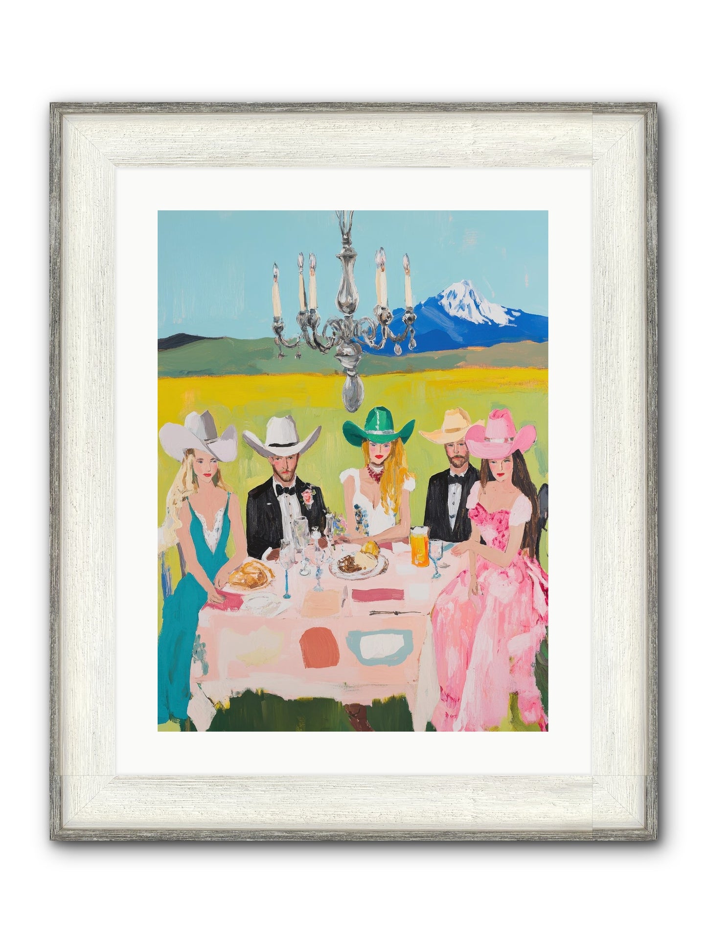 Hat & Heels Hoedown Framed Print - Driftwood White 18x24