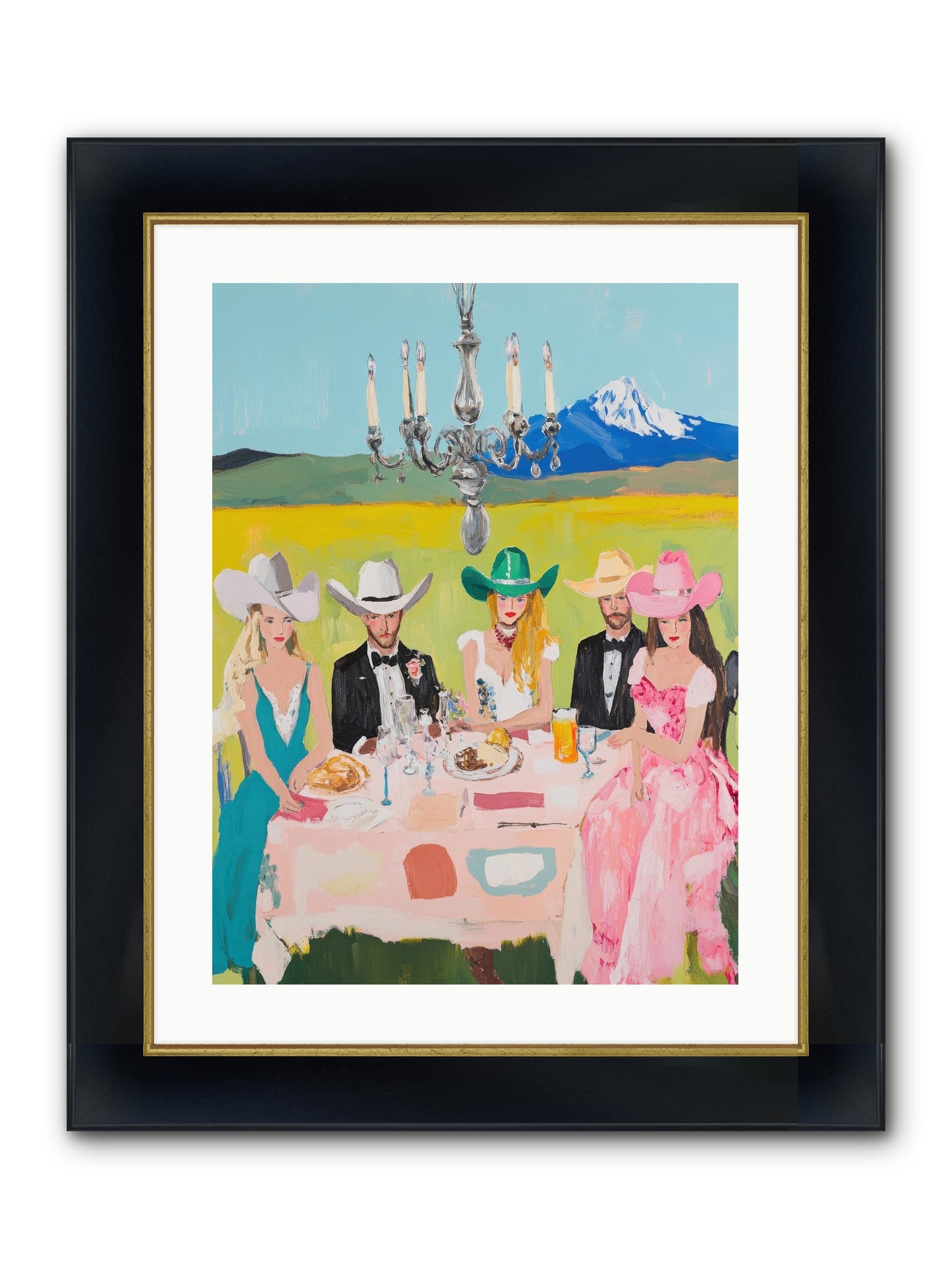 Hat & Heels Hoedown Framed Print - Wide Black w/Gold 18x24