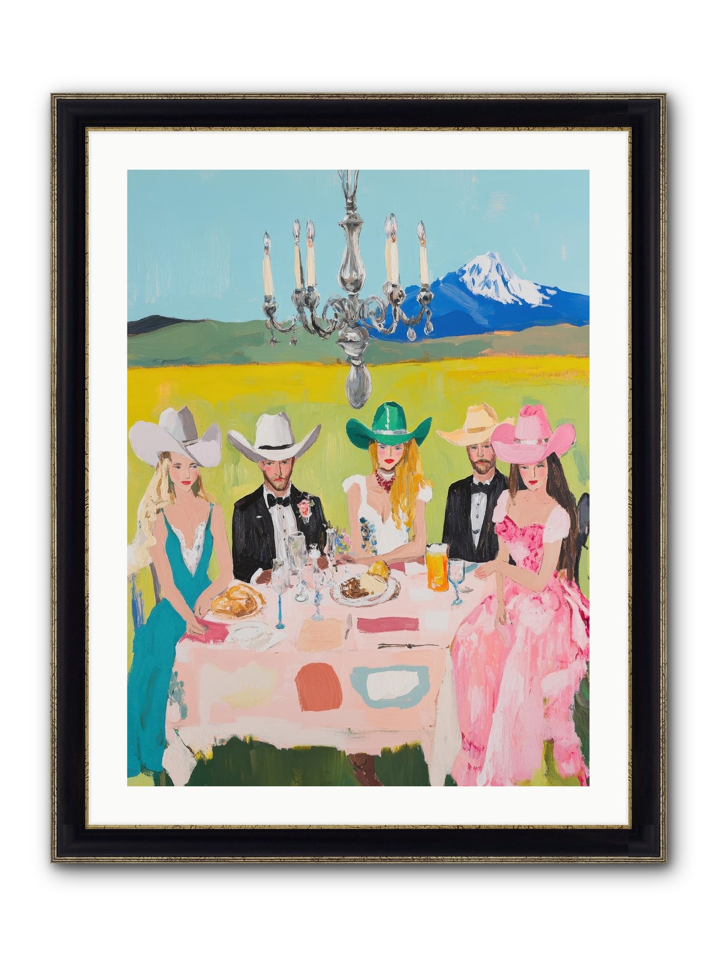 Hat & Heels Hoedown Framed Print - Black & Gold 24x32