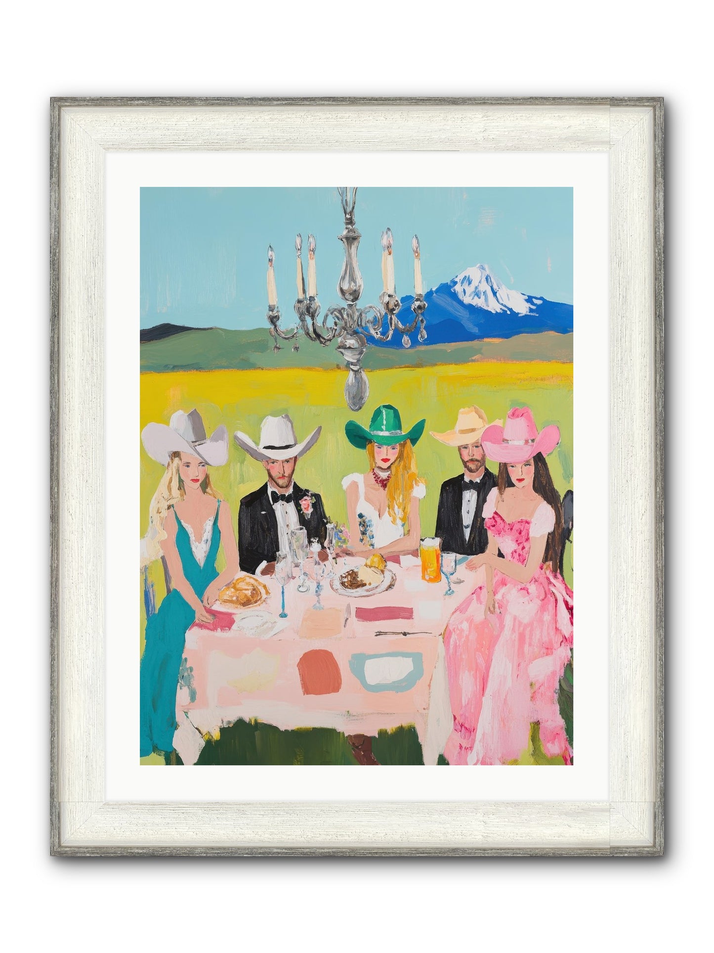 Hat & Heels Hoedown Framed Print - Driftwood White 24x32