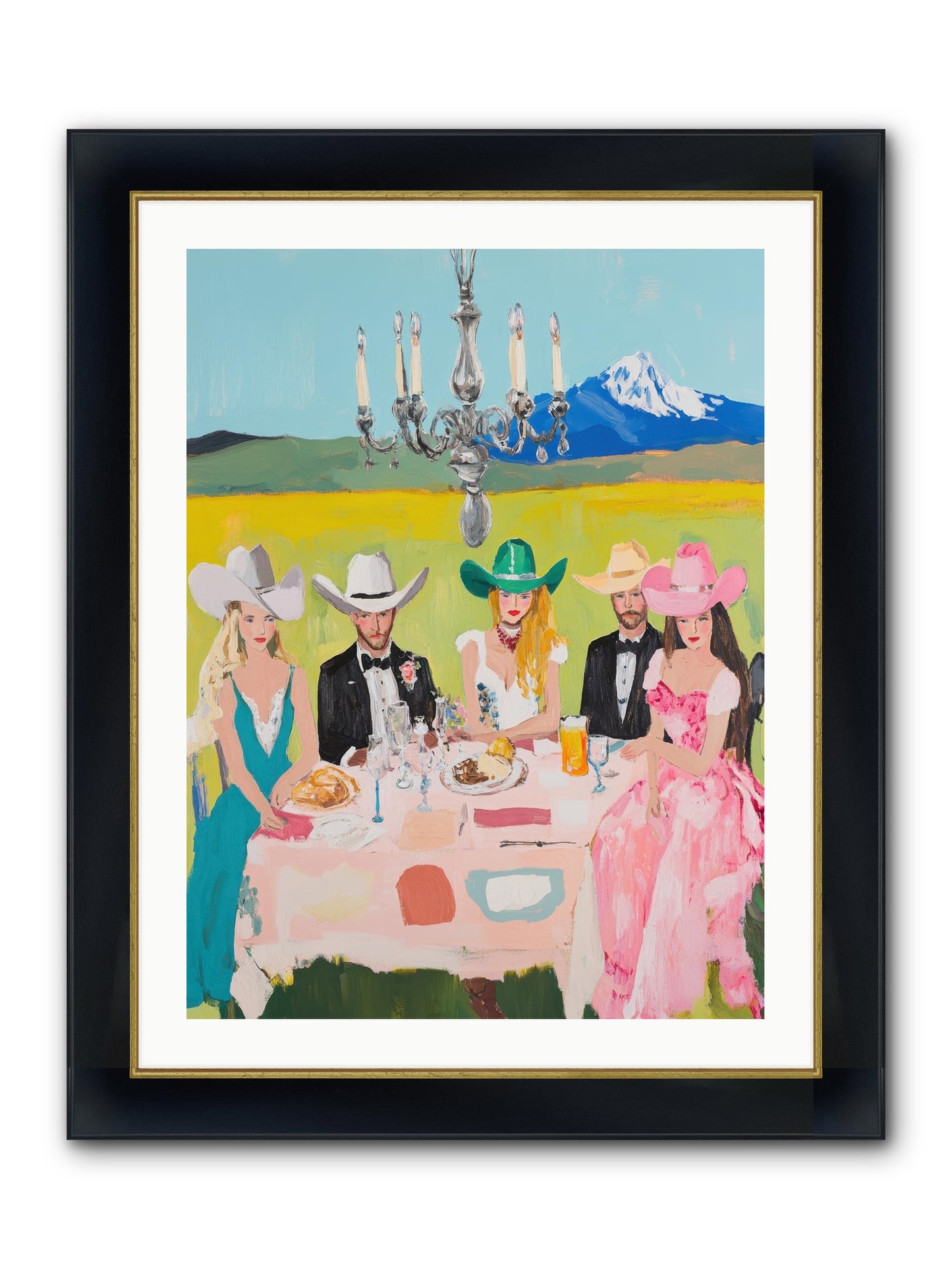 Hat & Heels Hoedown Framed Print - Wide Black w/Gold 24x32