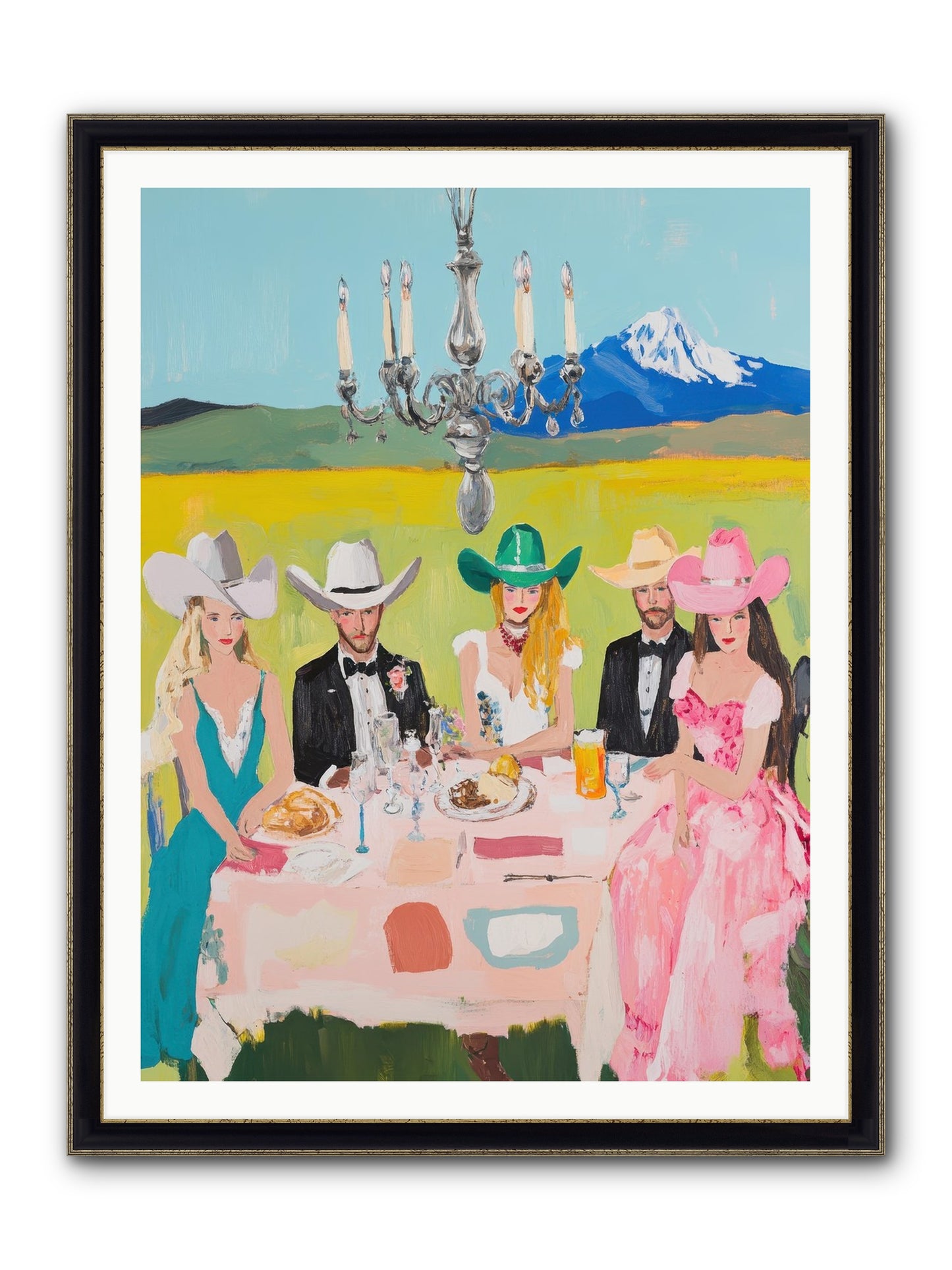Hat & Heels Hoedown Framed Print - Black & Gold 36x48
