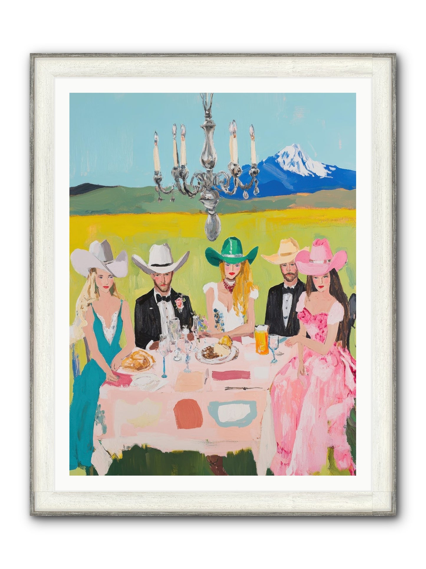 Hat & Heels Hoedown Framed Print - Driftwood White 36x48