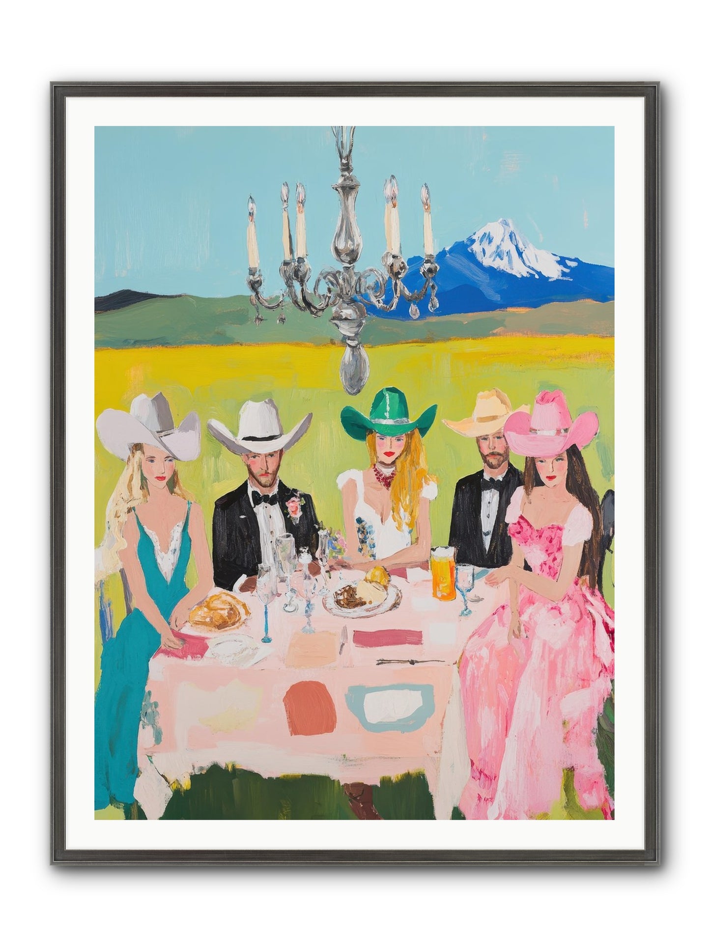Hat & Heels Hoedown Framed Print - Slimwoods Black/Silver 36x48