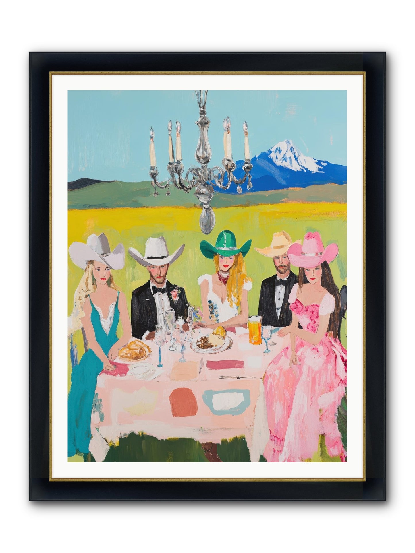 Hat & Heels Hoedown Framed Print - Wide Black w/Gold 36x48