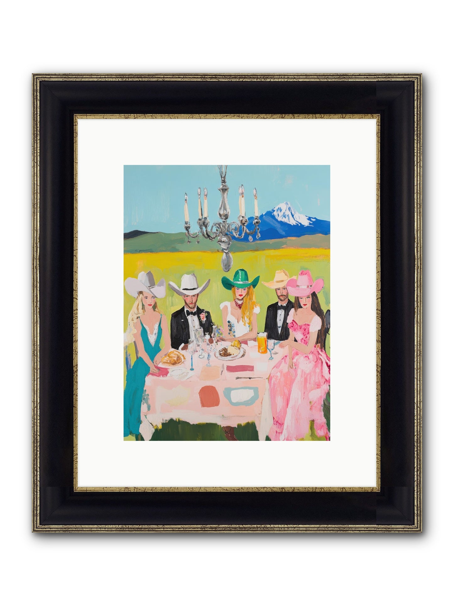 Hat & Heels Hoedown Framed Print - Black & Gold 9x12