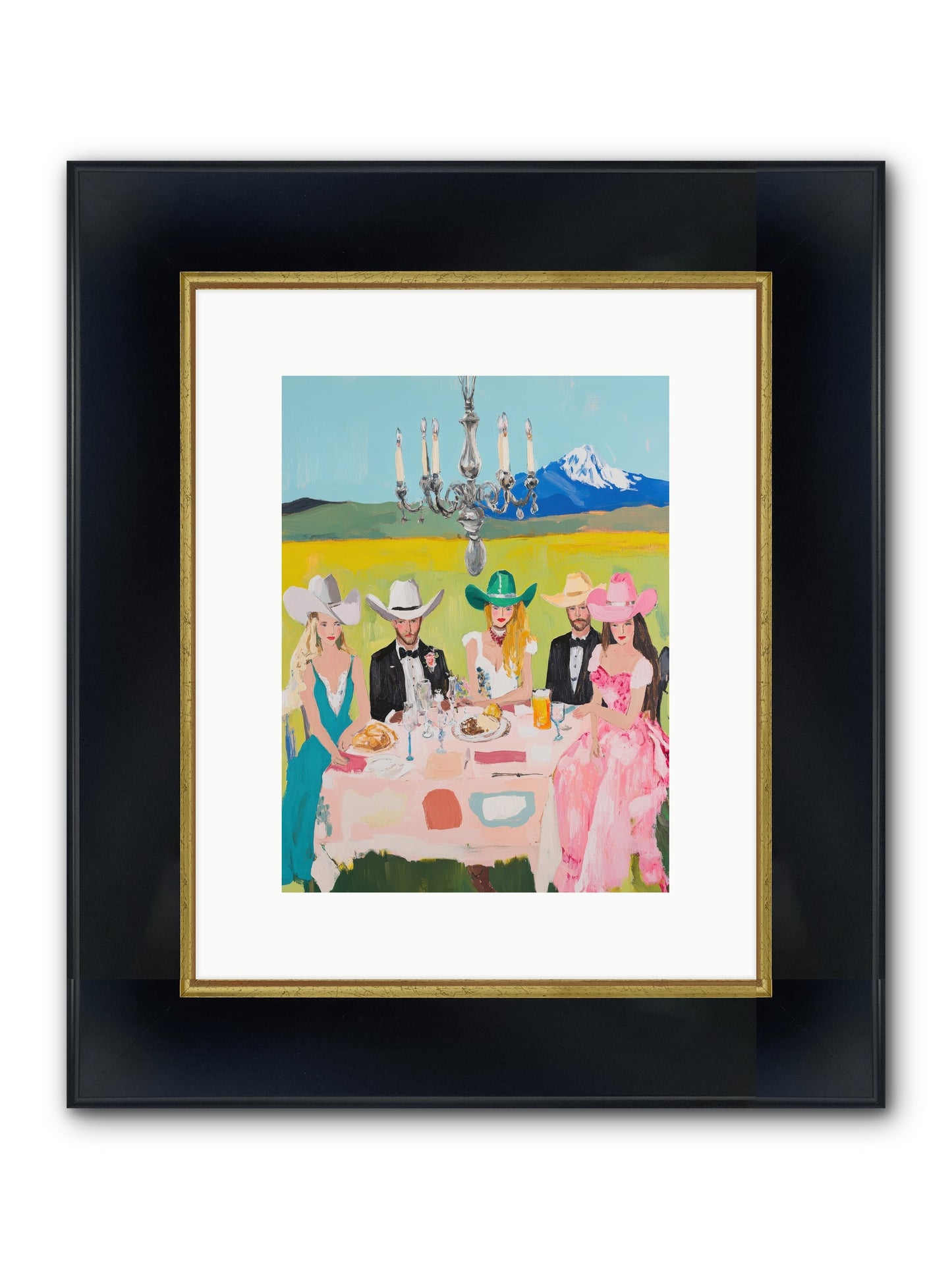Hat & Heels Hoedown Framed Print - Wide Black w/Gold 9x12