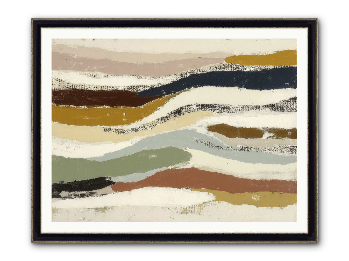 Haze No.2 Framed Print - Black & Gold 48x36