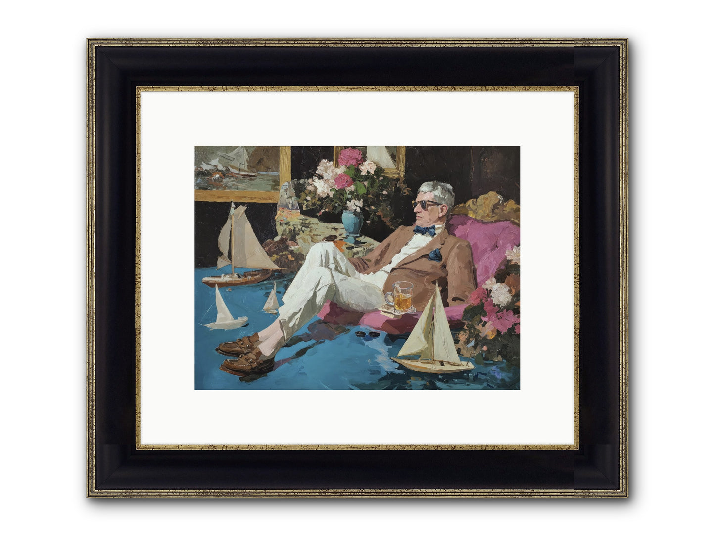He Called It Working From Home Framed Print - Black & Gold 12x9
