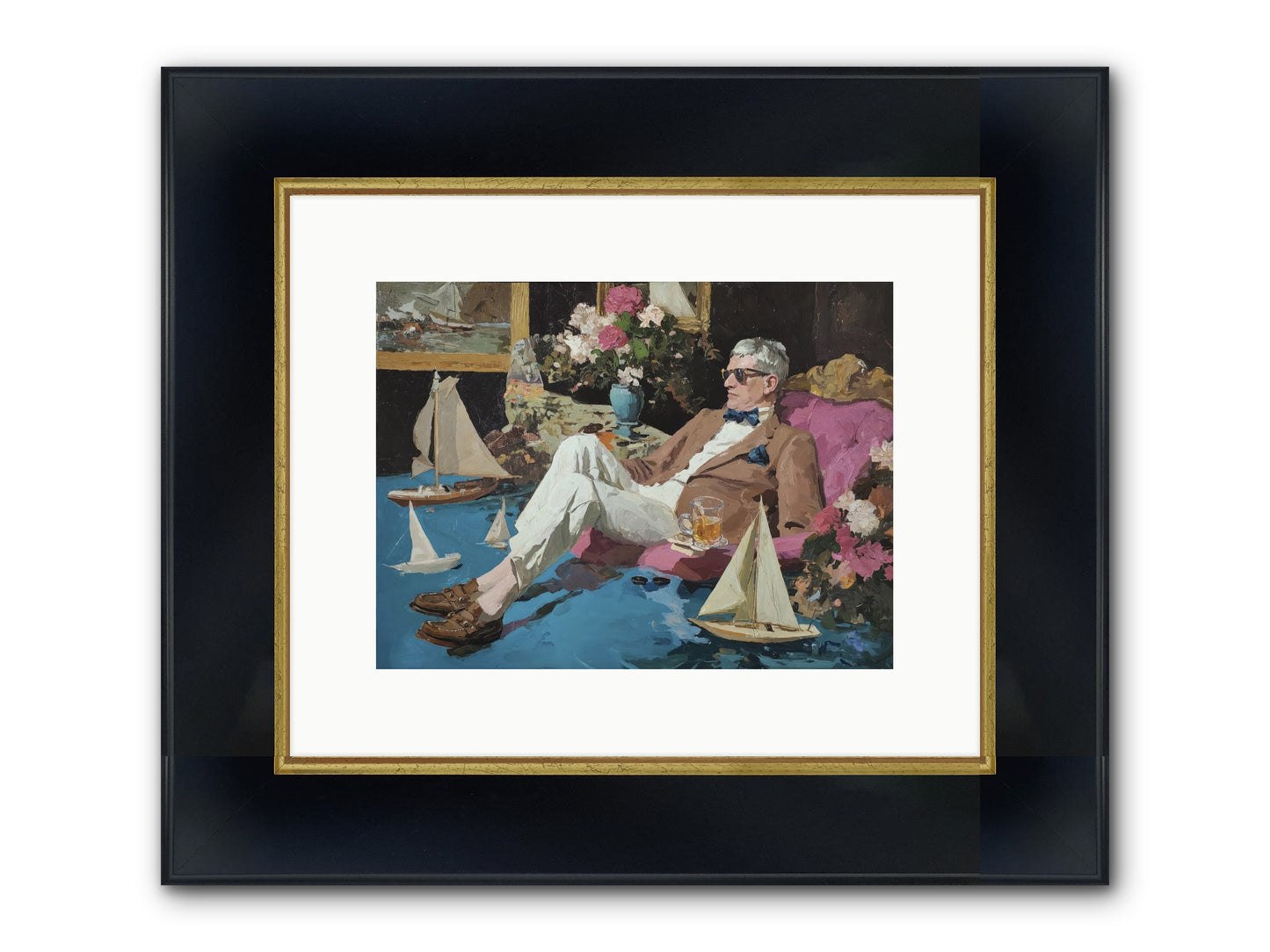 He Called It Working From Home Framed Print - Wide Black w/Gold 12x9