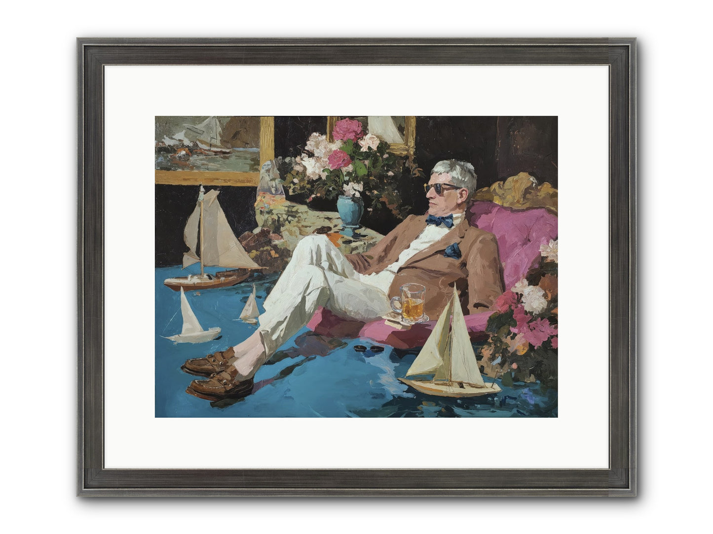 He Called It Working From Home Framed Print - Slimwoods Black/Silver 16x12