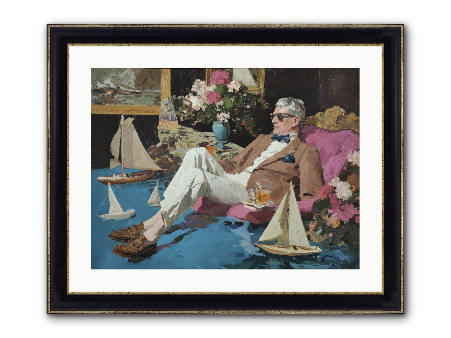 He Called It Working From Home Framed Print - Black & Gold 24x18