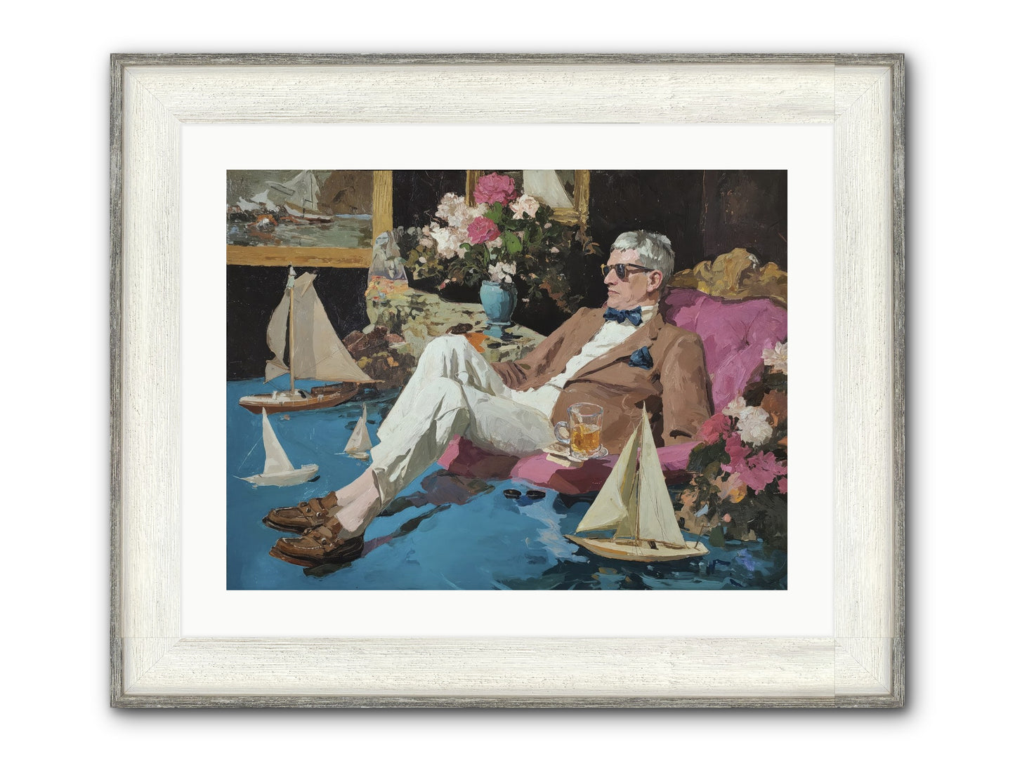 He Called It Working From Home Framed Print - Driftwood White 24x18
