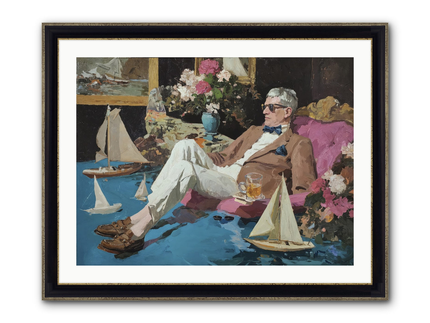He Called It Working From Home Framed Print - Black & Gold 32x24