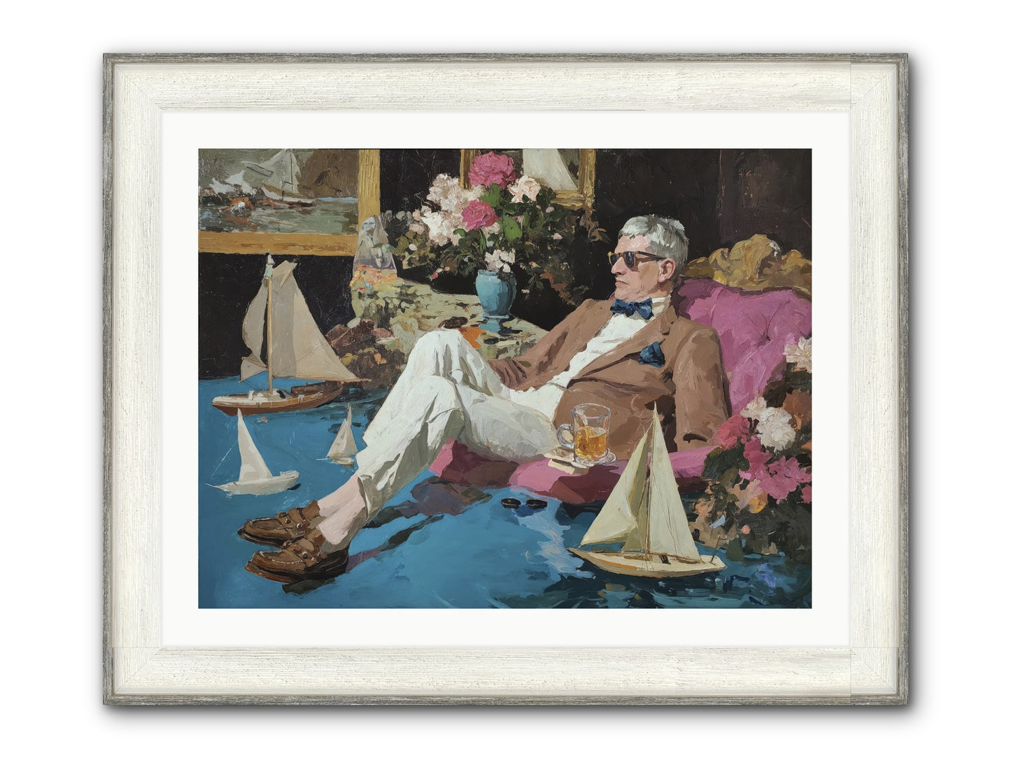 He Called It Working From Home Framed Print - Driftwood White 32x24