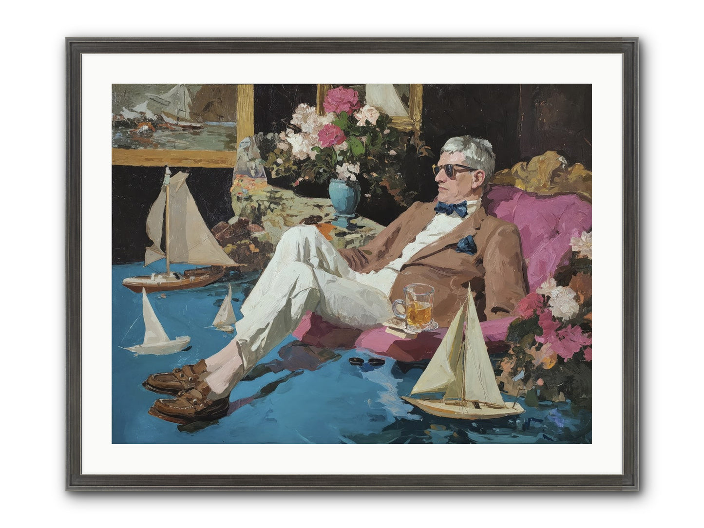 He Called It Working From Home Framed Print - Slimwoods Black/Silver 32x24