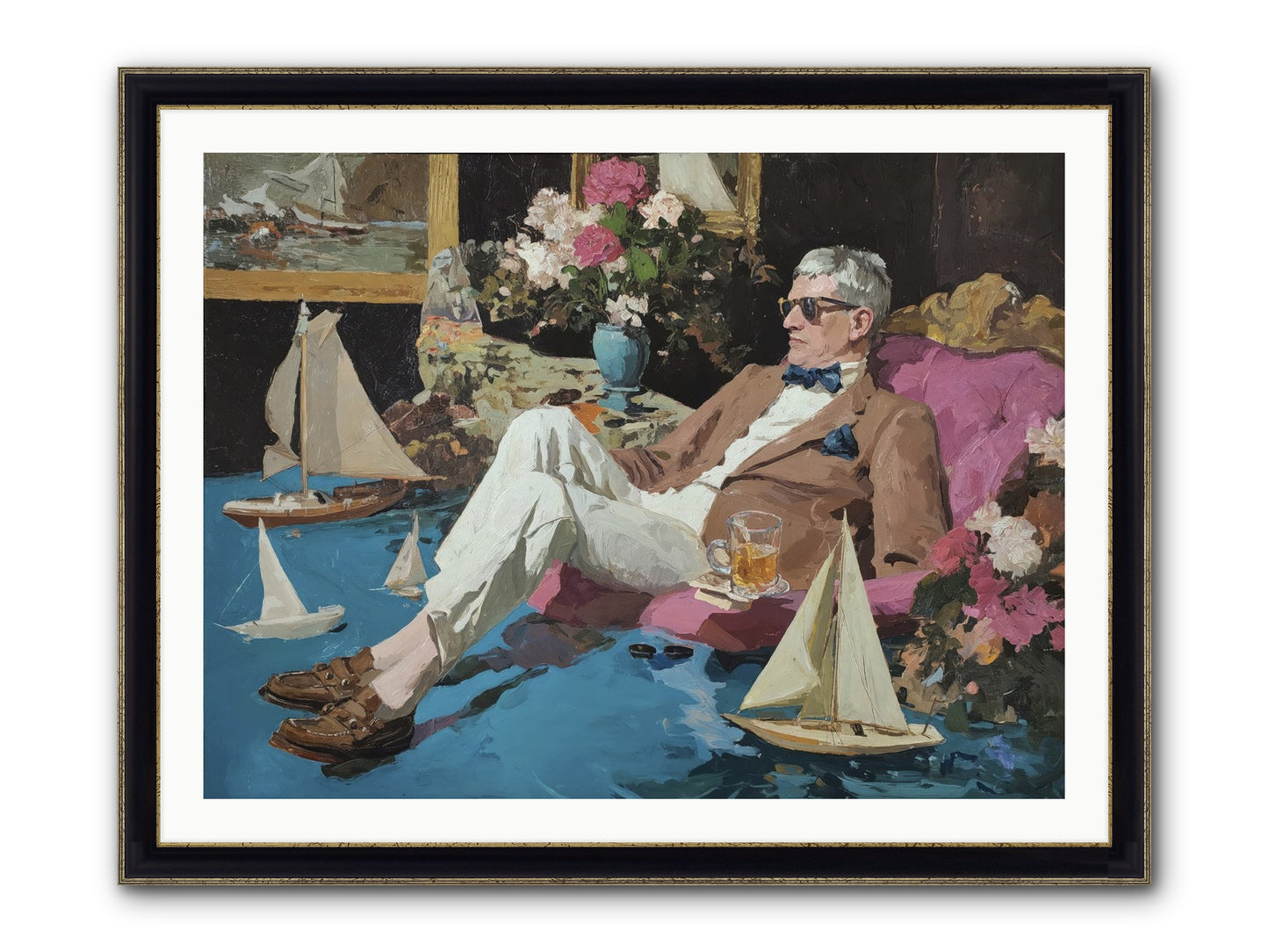 He Called It Working From Home Framed Print - Black & Gold 40x30