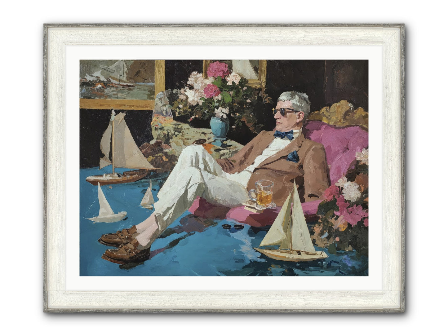 He Called It Working From Home Framed Print - Driftwood White 40x30