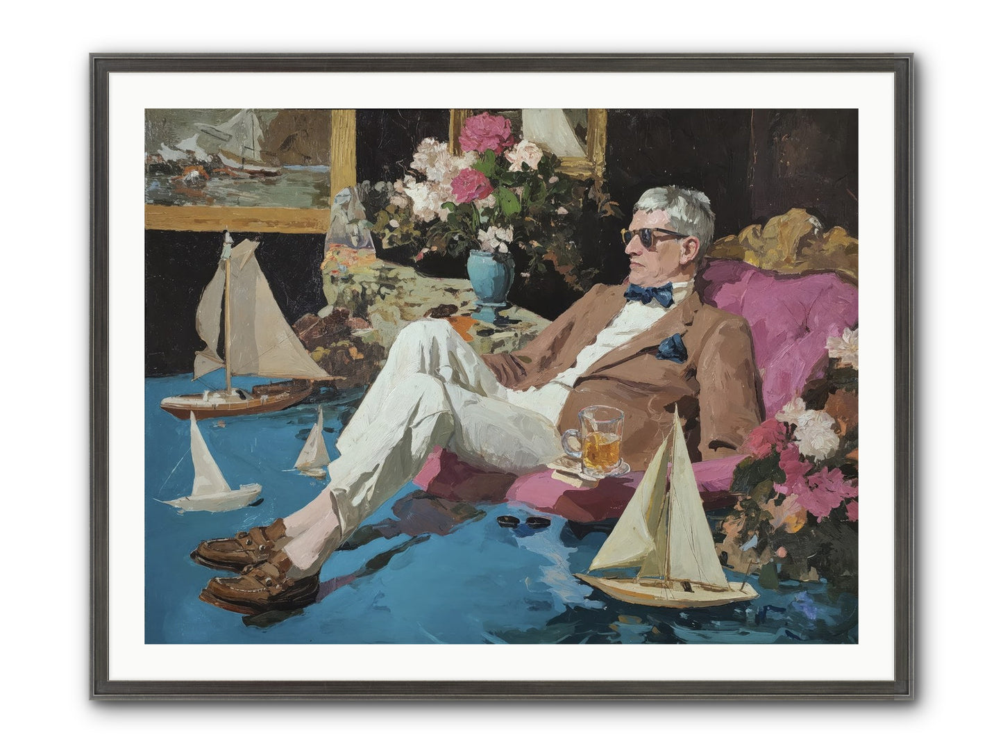 He Called It Working From Home Framed Print - Slimwoods Black/Silver 40x30