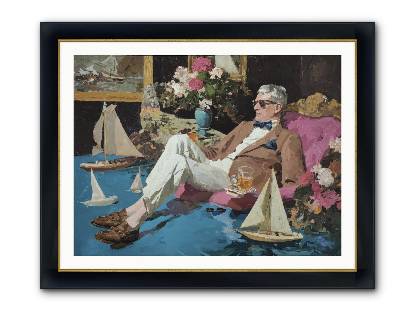 He Called It Working From Home Framed Print - Wide Black w/Gold 40x30