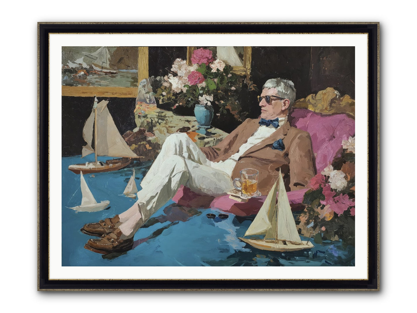 He Called It Working From Home Framed Print - Black & Gold 48x36