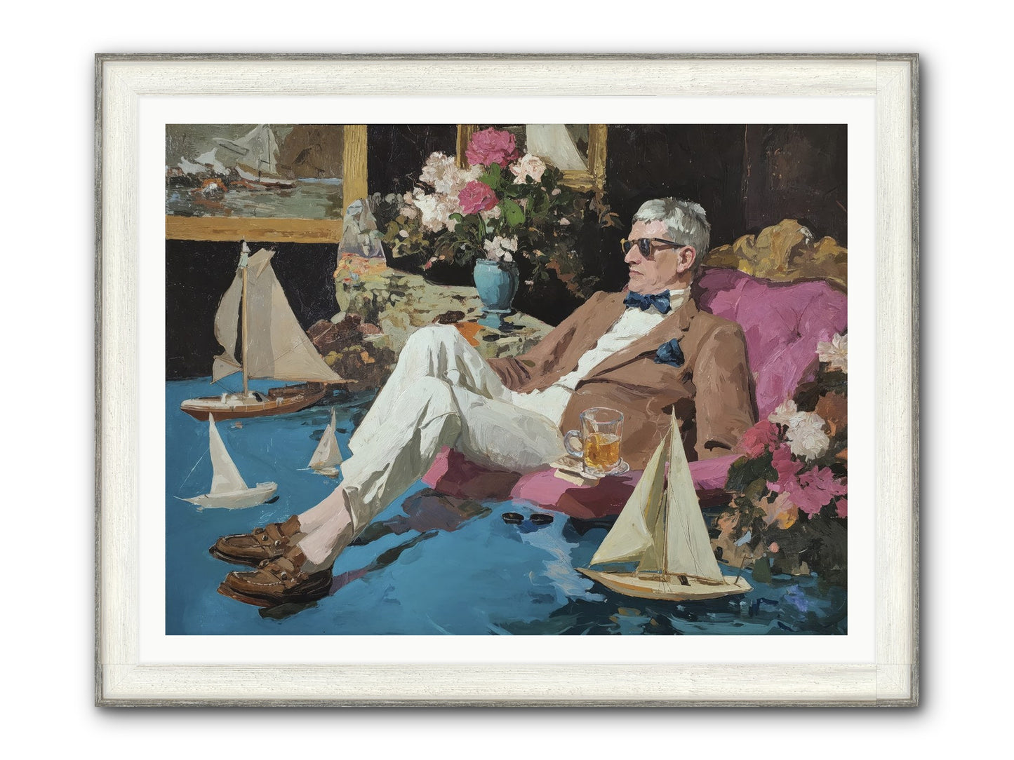 He Called It Working From Home Framed Print - Driftwood White 48x36