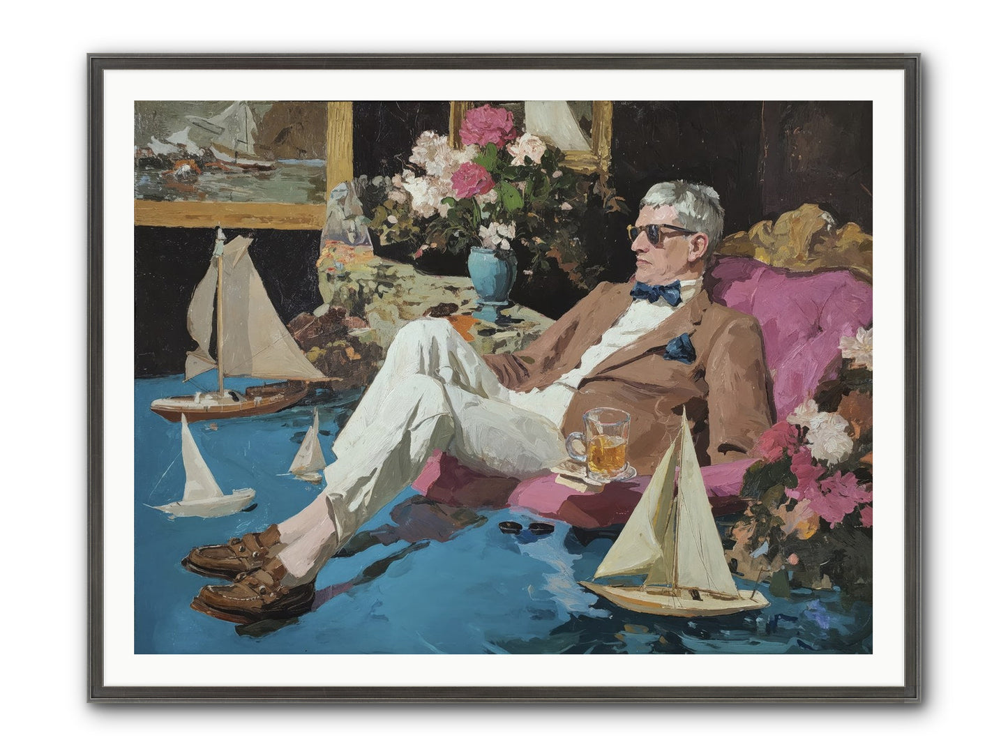 He Called It Working From Home Framed Print - Slimwoods Black/Silver 48x36