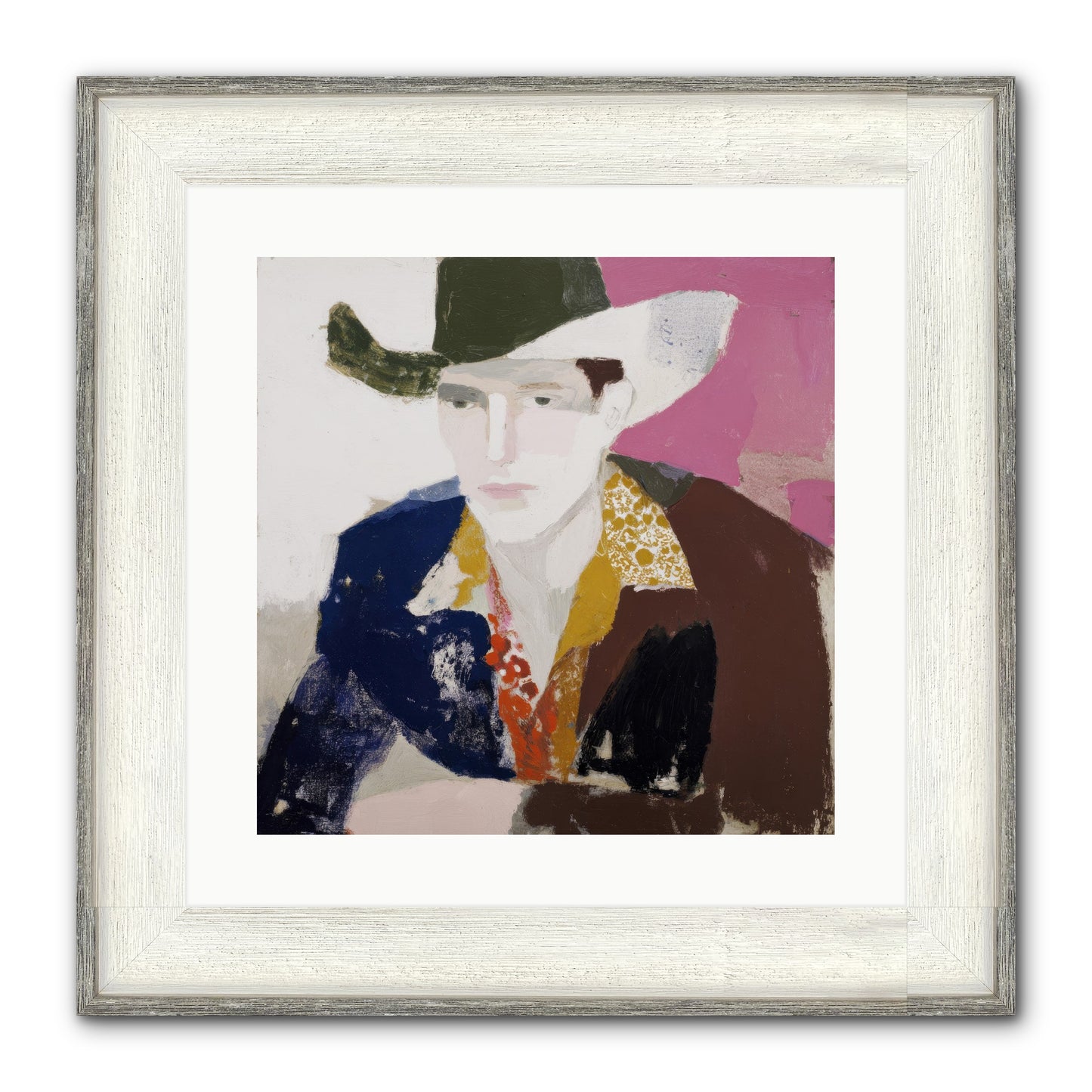 He Wore His Stories Framed Print - Driftwood White 16x16