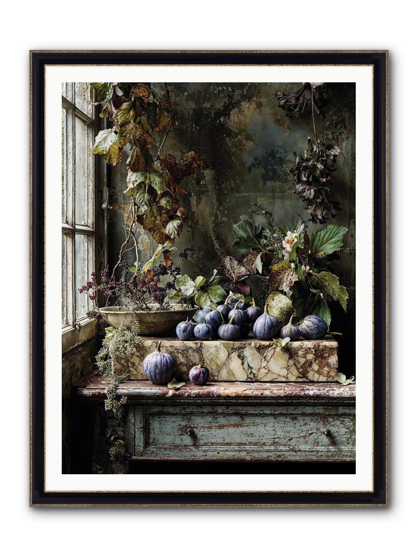 Hearthgrown Framed Print - Black & Gold 36x48